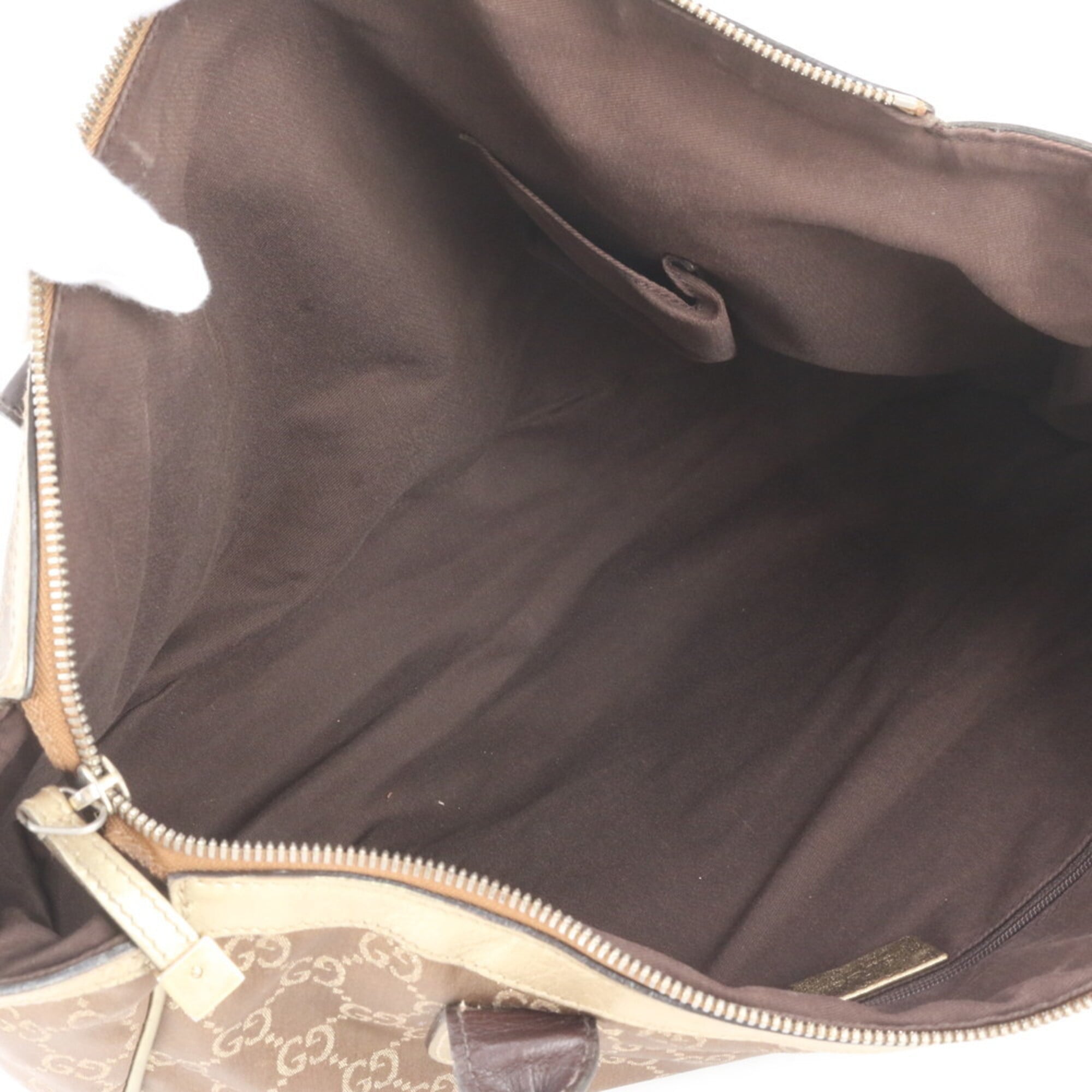 Gucci Brown Gold Leather Canvas Handbag Shoulder Bag Tote Bag (Pre-Owned)