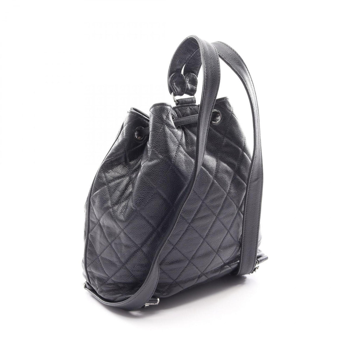 Chanel Black Grained Calfskin Backpack Handbag (Pre-Owned)