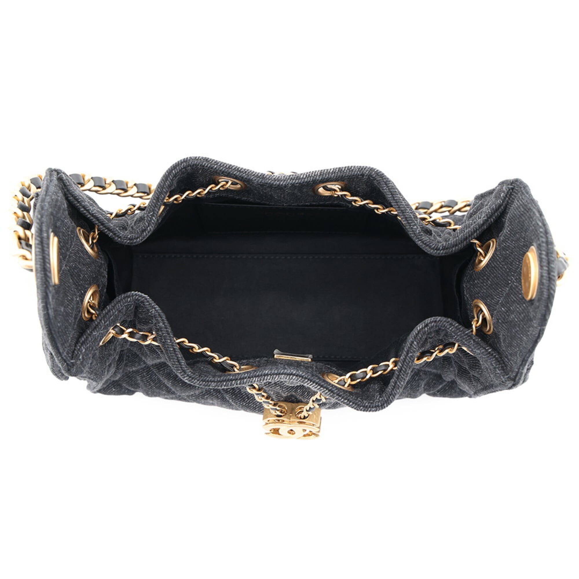 Chanel Black Denim Handbag Shoulder Bag (Pre-Owned)