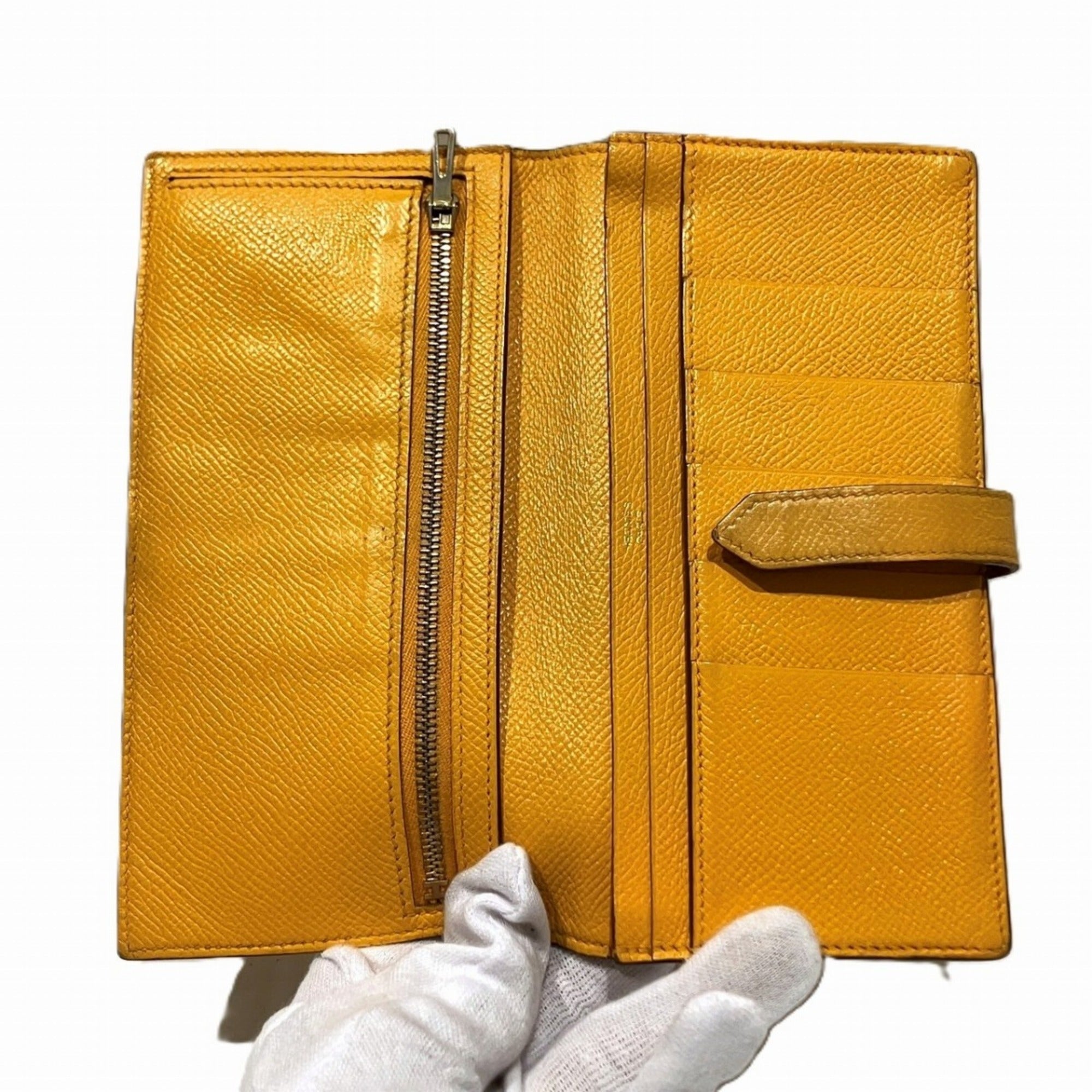 Hermes Bearn Soufre Yellow Epsom Leather Long Wallet (Bi-Fold) (Pre-Owned)