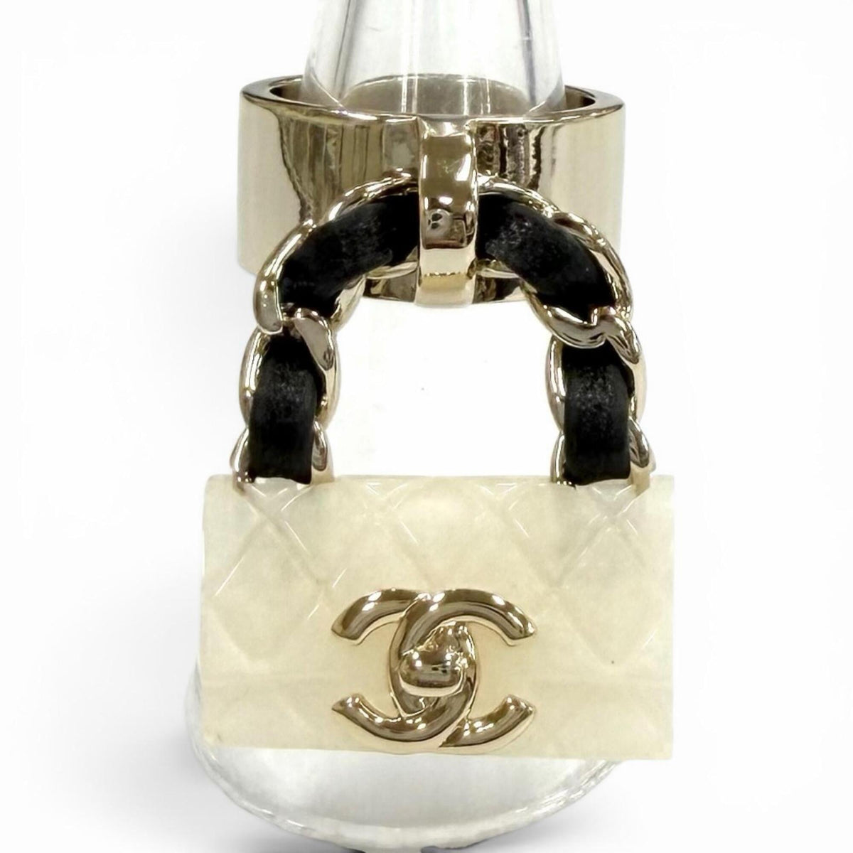 Chanel Black White Band Ring (Pre-Owned)