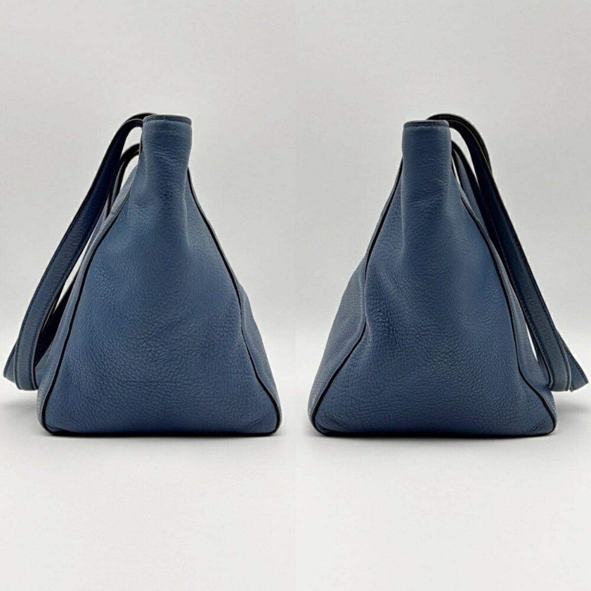 Prada Blue Leather Shoulder Bag Tote Bag (Pre-Owned)