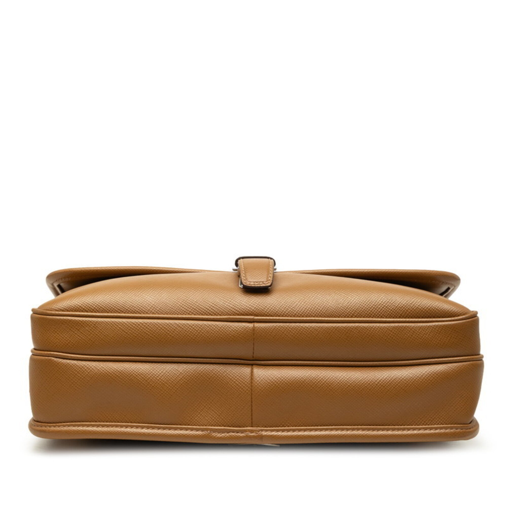 Prada Brown Leather Messenger Bag Shoulder Bag (Pre-Owned)