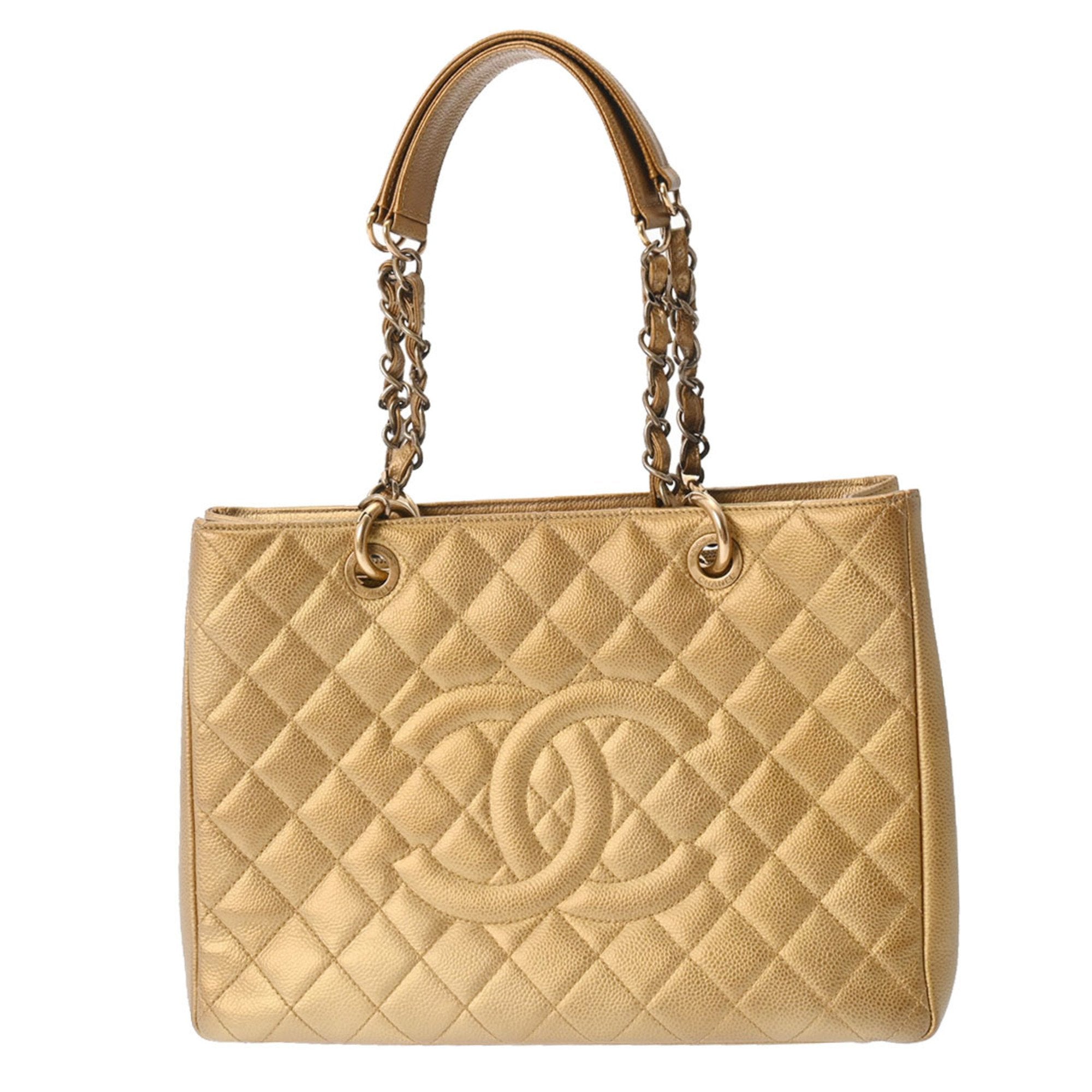 Chanel Caviar Skin Gold Caviar Leather Tote Bag (Pre-Owned)