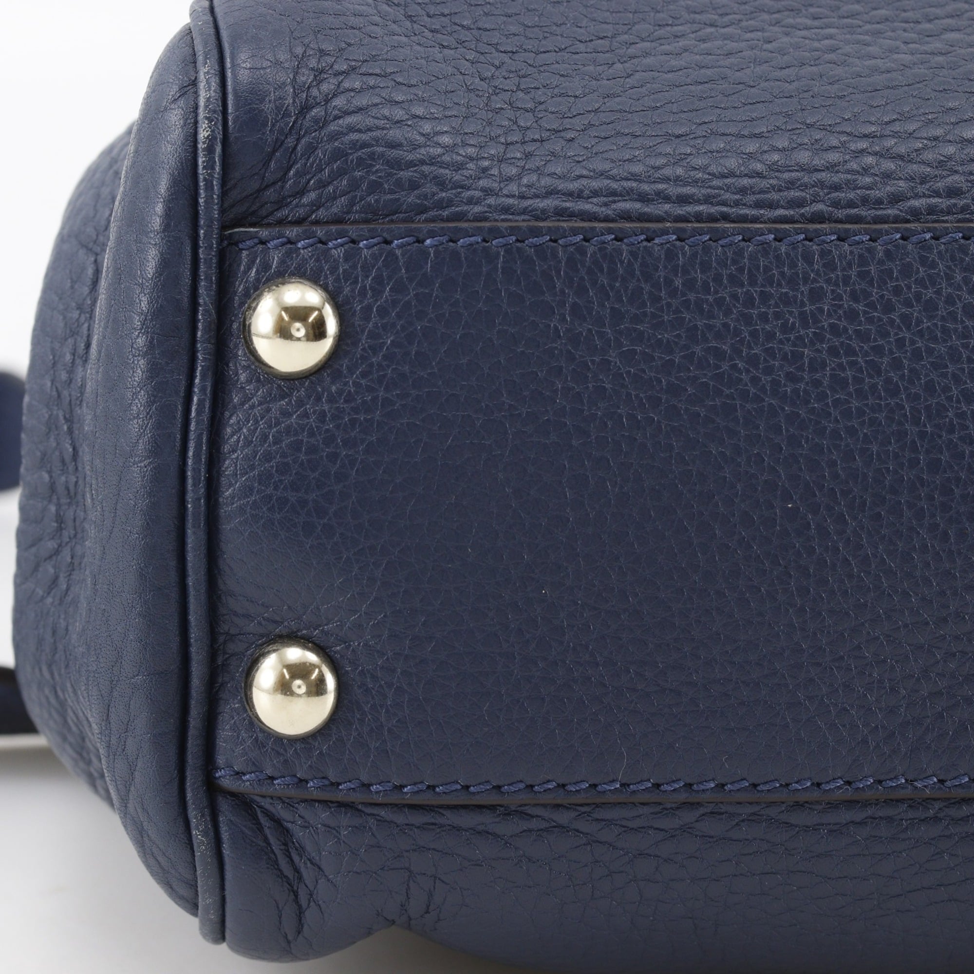 Gucci Navy Leather Handbag Tote Bag (Pre-Owned)