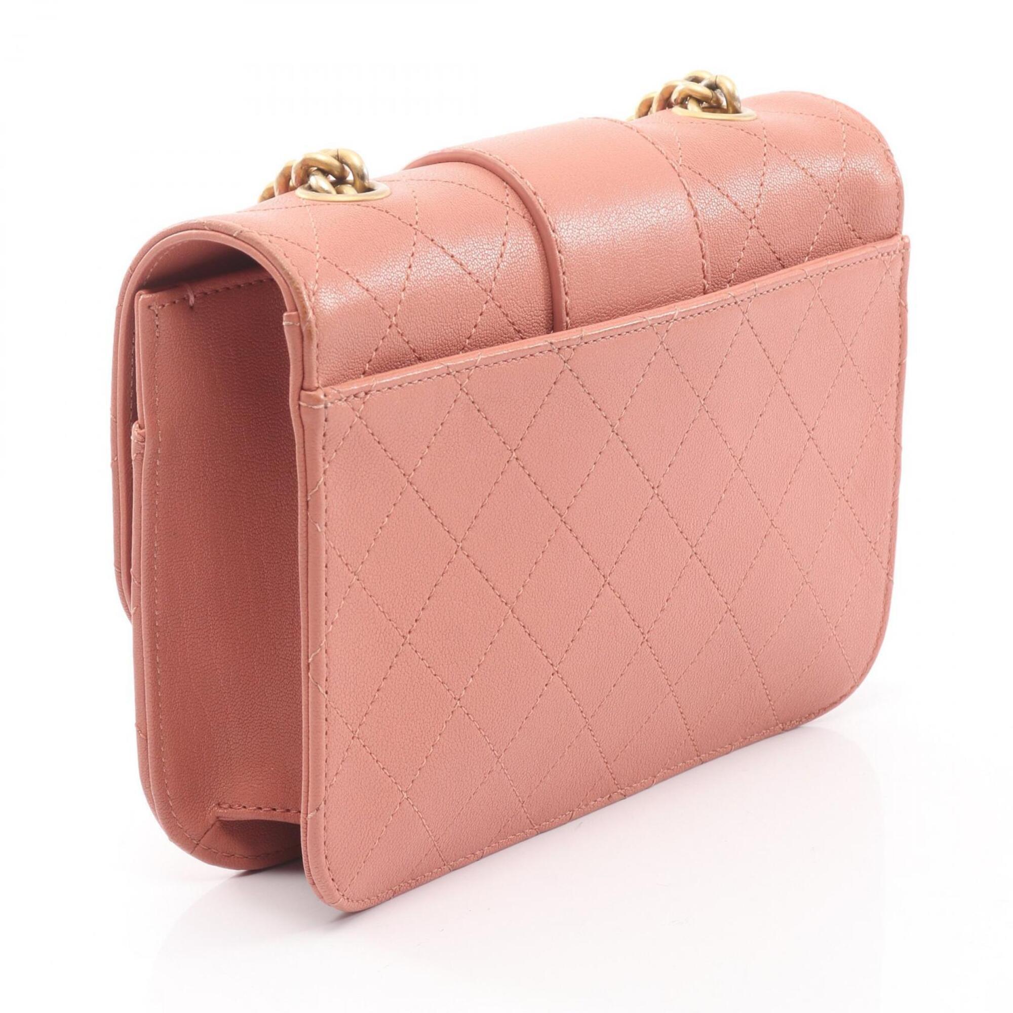 Chanel Matelasse Pink Leather Handbag Shoulder Bag (Pre-Owned)