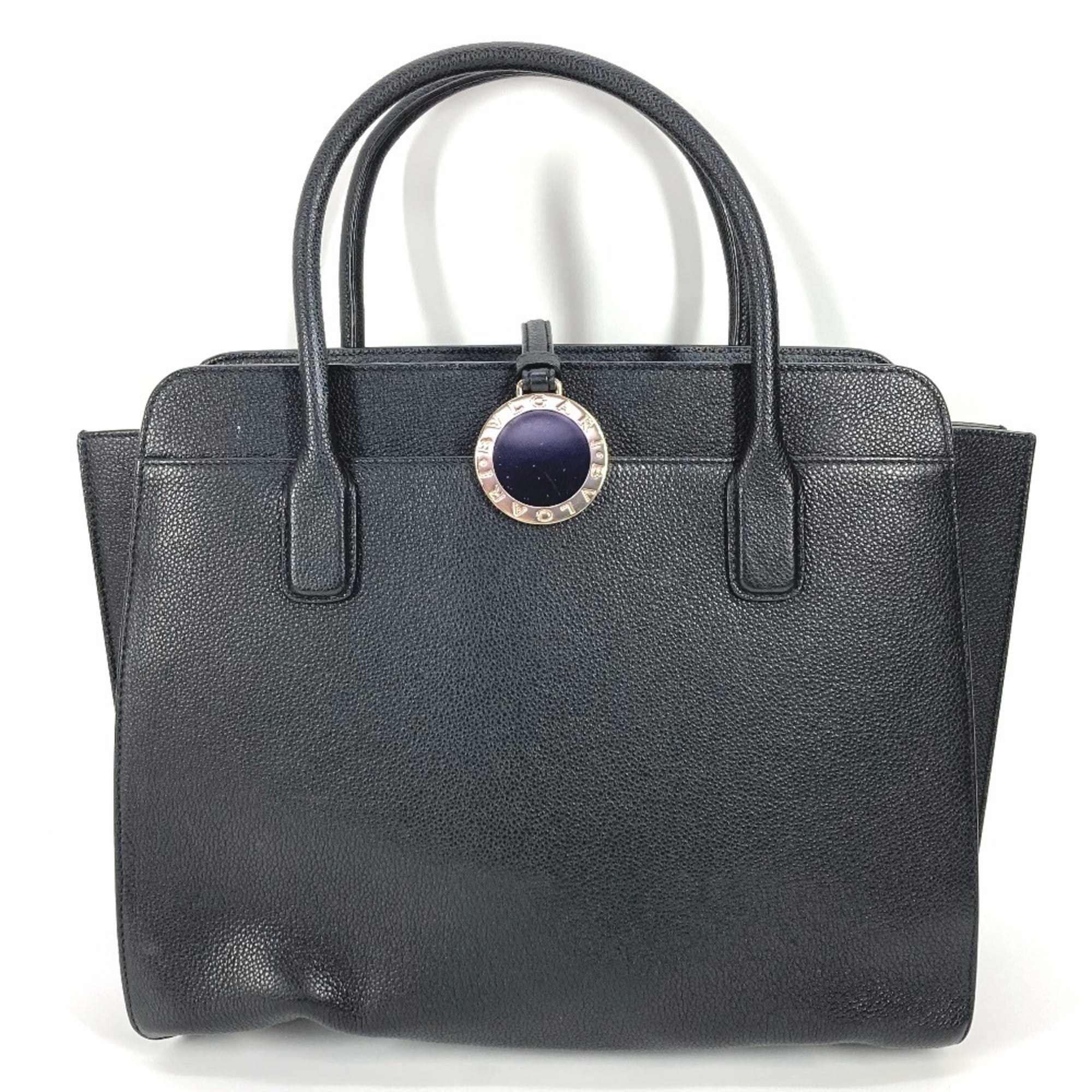 Bvlgari Black Leather Shoulder Bag Tote Bag (Pre-Owned)