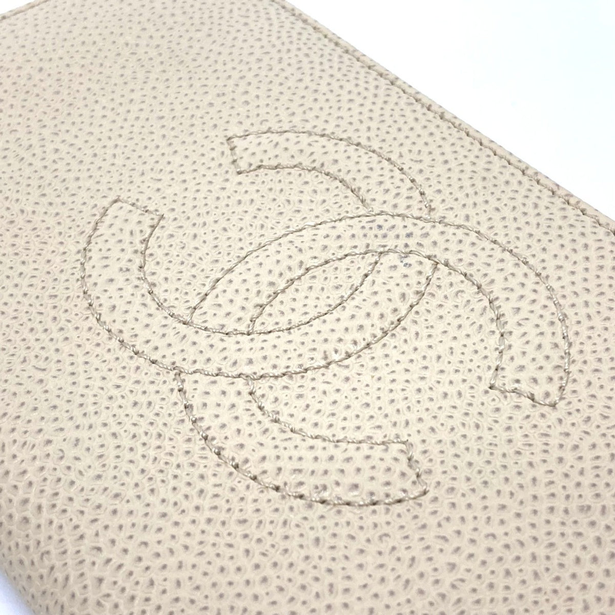 Chanel Beige Leather Long Wallet (Bi-Fold) (Pre-Owned)