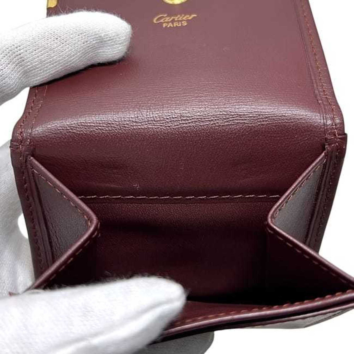 Cartier Must Bordeaux Leather Coin Purse/Coin Case (Pre-Owned)