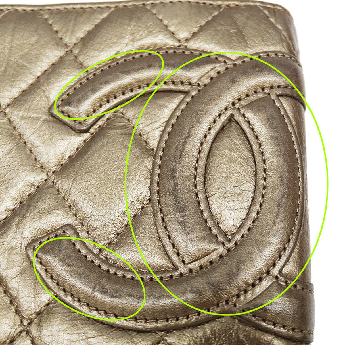 Chanel Gold Leather Wallet (Bi-Fold) (Pre-Owned)