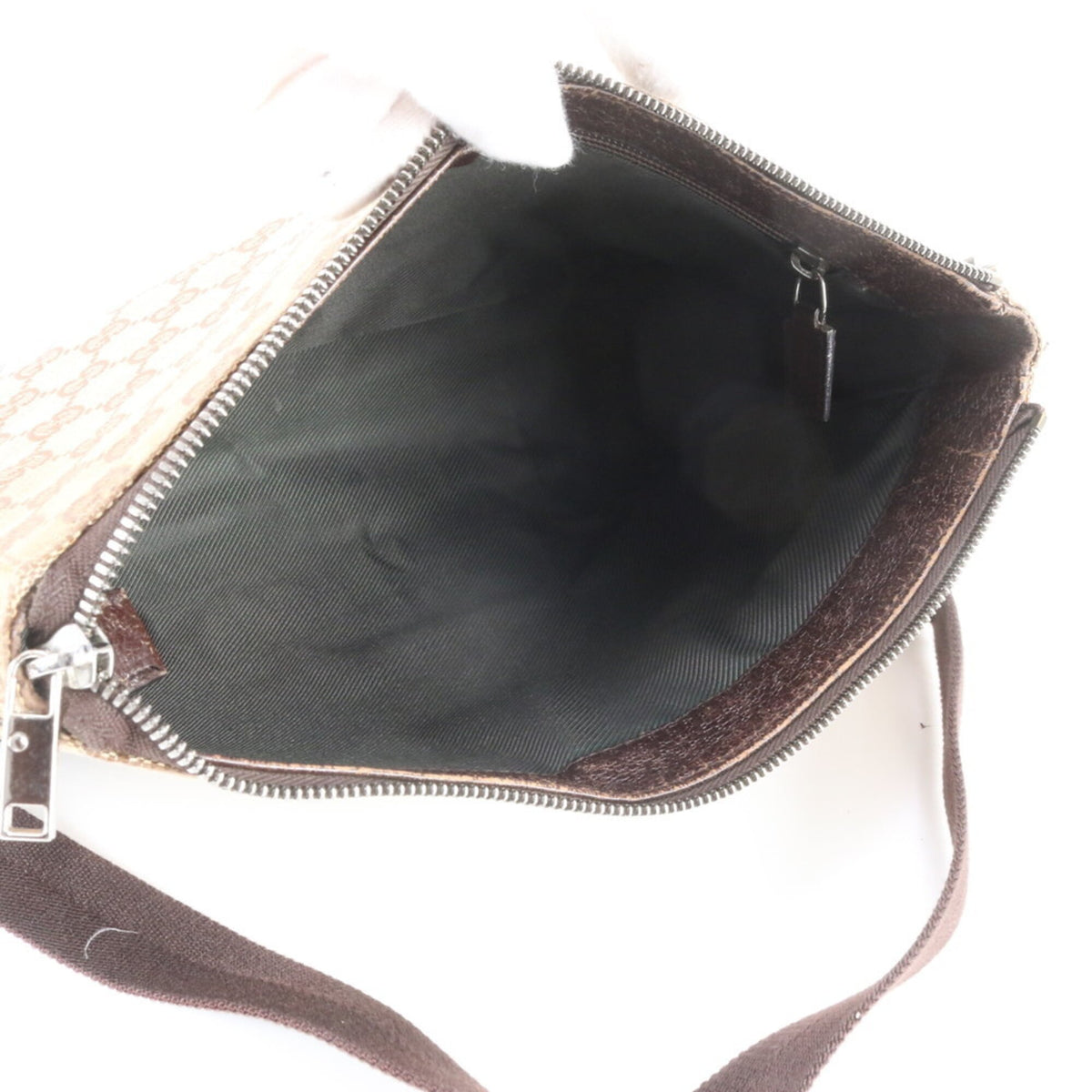Gucci Brown Leather Canvas Crossbody Bag Handbag Shoulder Bag Tote Bag (Pre-Owned)
