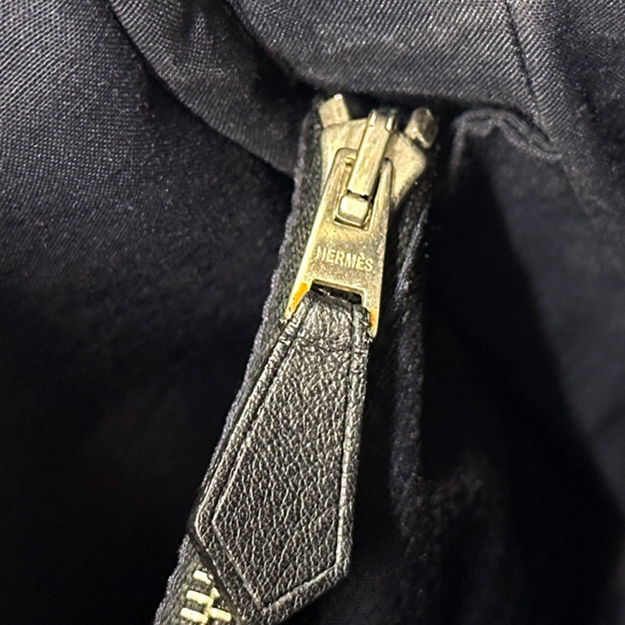 Hermes Black Toile Chevron Handbag Shoulder Bag (Pre-Owned)