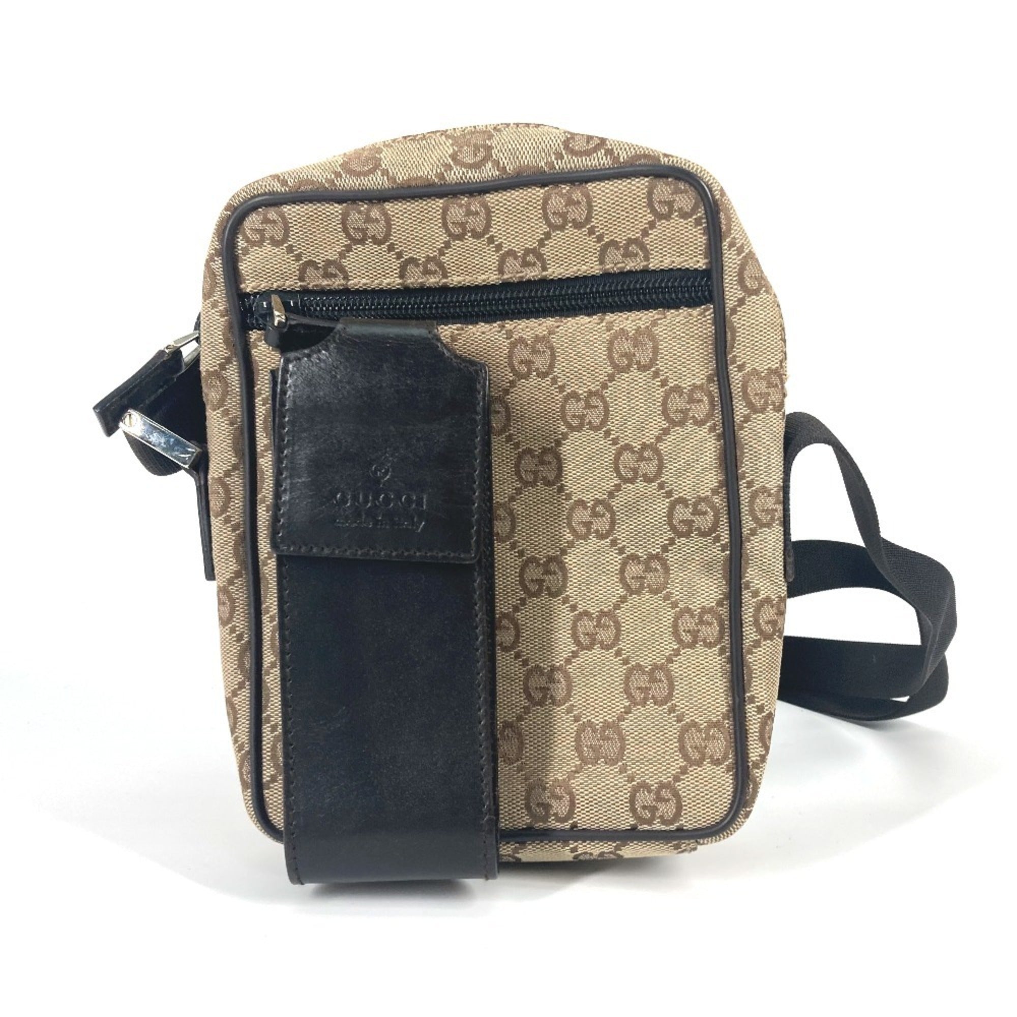 Gucci Beige Brown Canvas Leather Pochette Pouch Shoulder Bag (Pre-Owned)