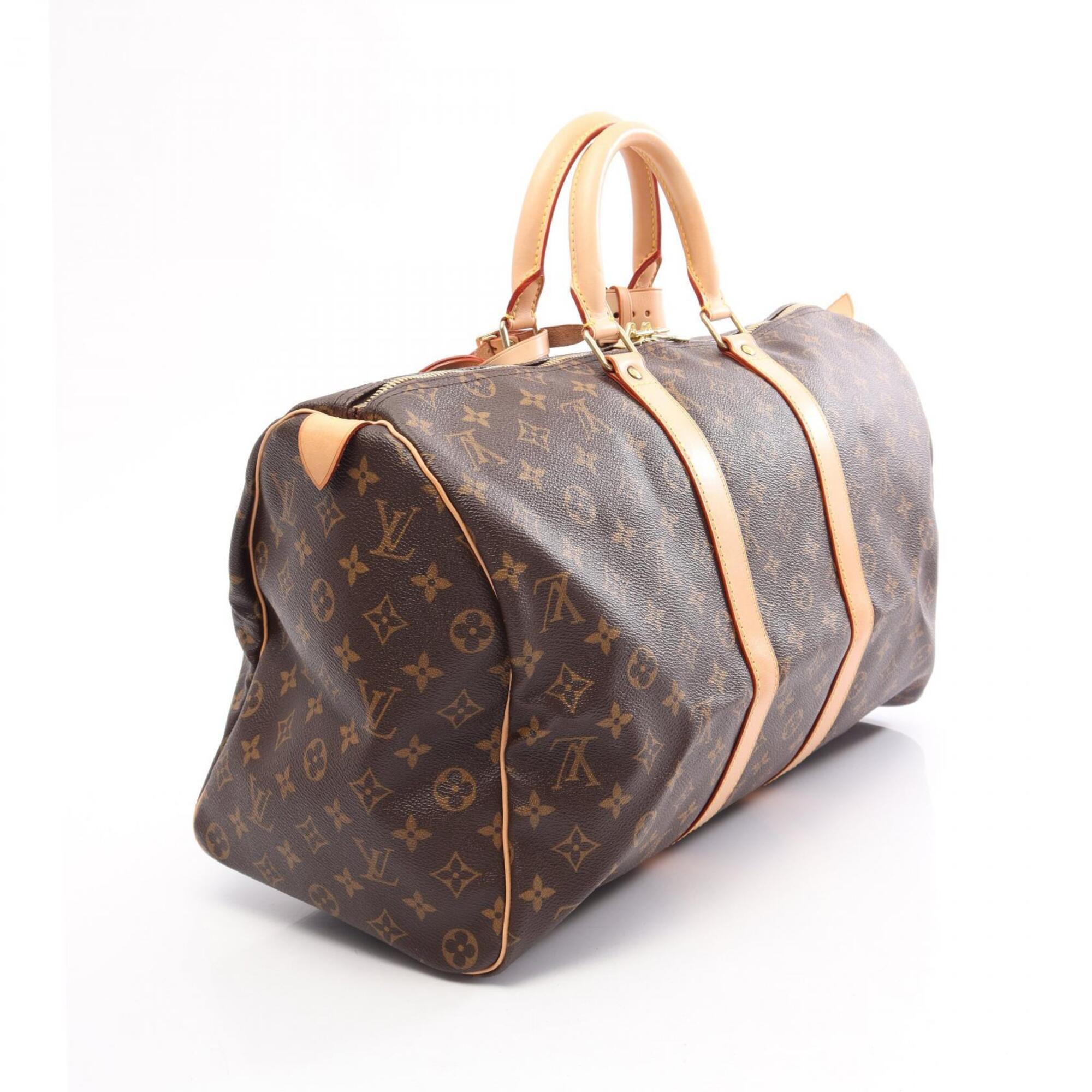 Louis Vuitton Brown Monogram Coated Canvas Leather Boston Bag Handbag (Pre-Owned)