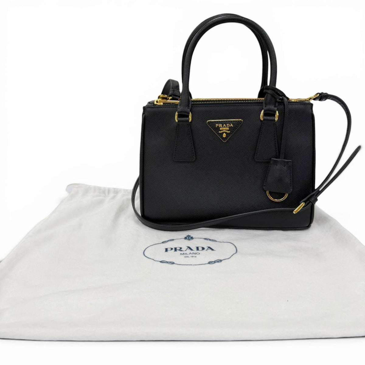 Prada Black Leather Handbag Shoulder Bag (Pre-Owned)