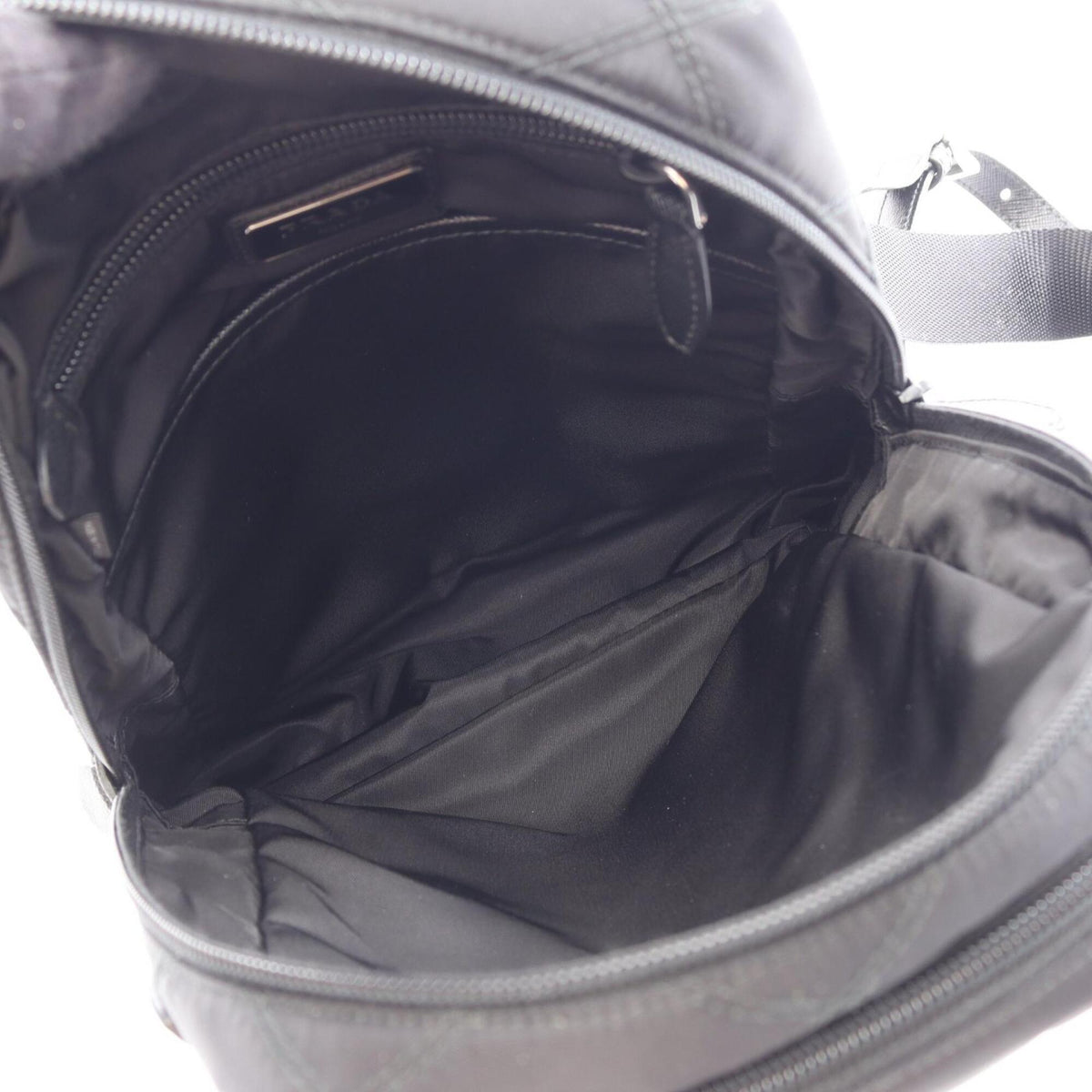 Prada Black Nylon Leather Backpack Handbag (Pre-Owned)