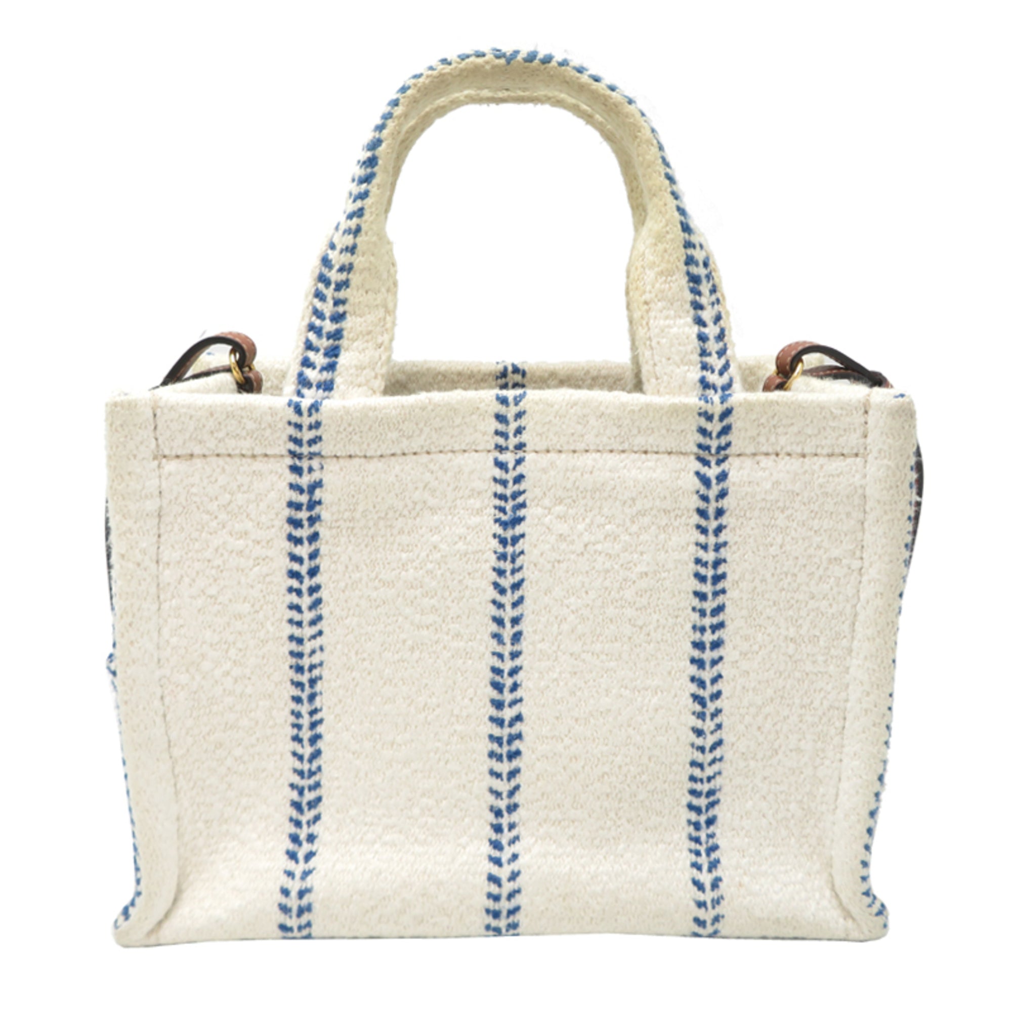 Celine Blue Brown White Cotton Leather Handbag (Pre-Owned)