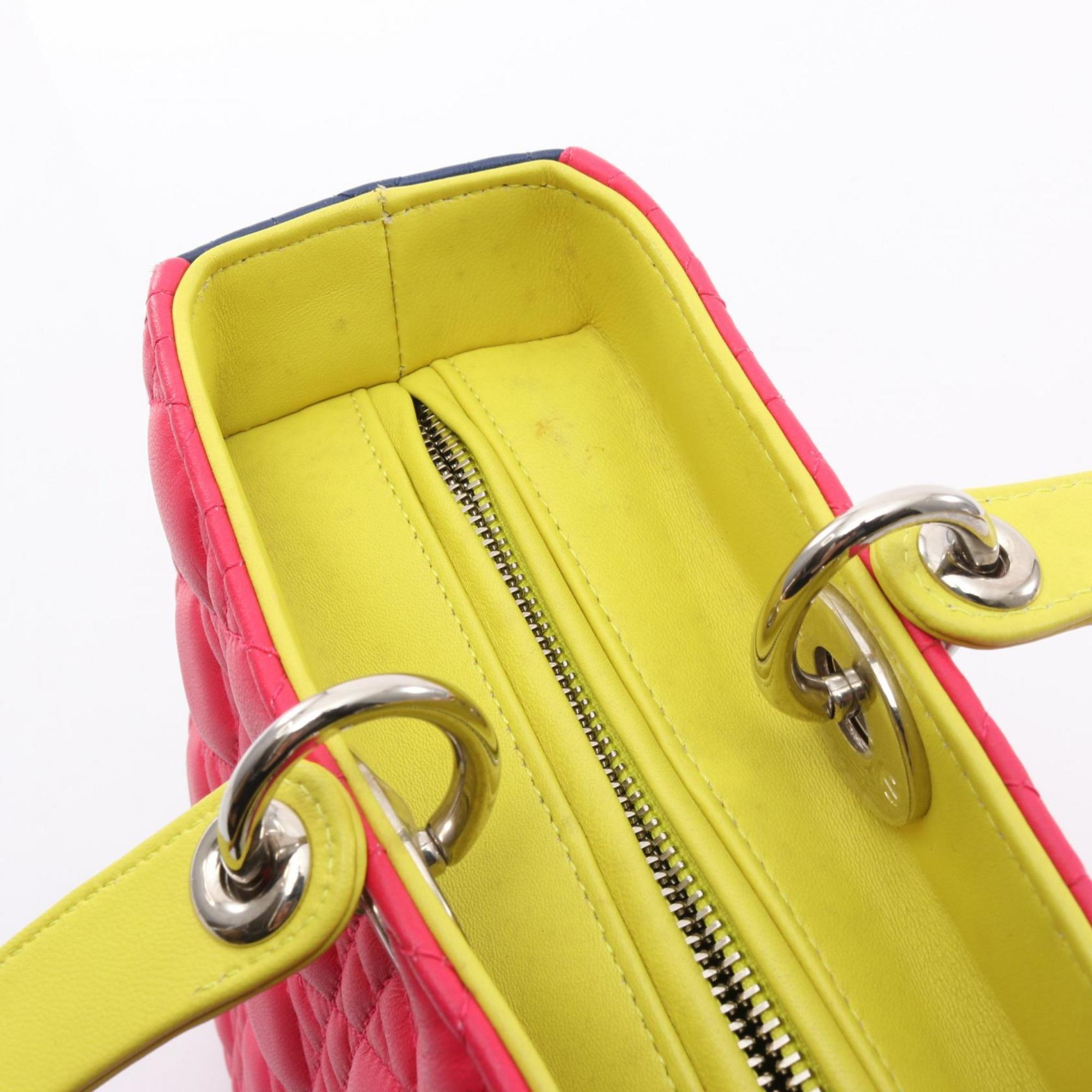 Christian Dior Blue Pink Yellow Leather Handbag (Pre-Owned)