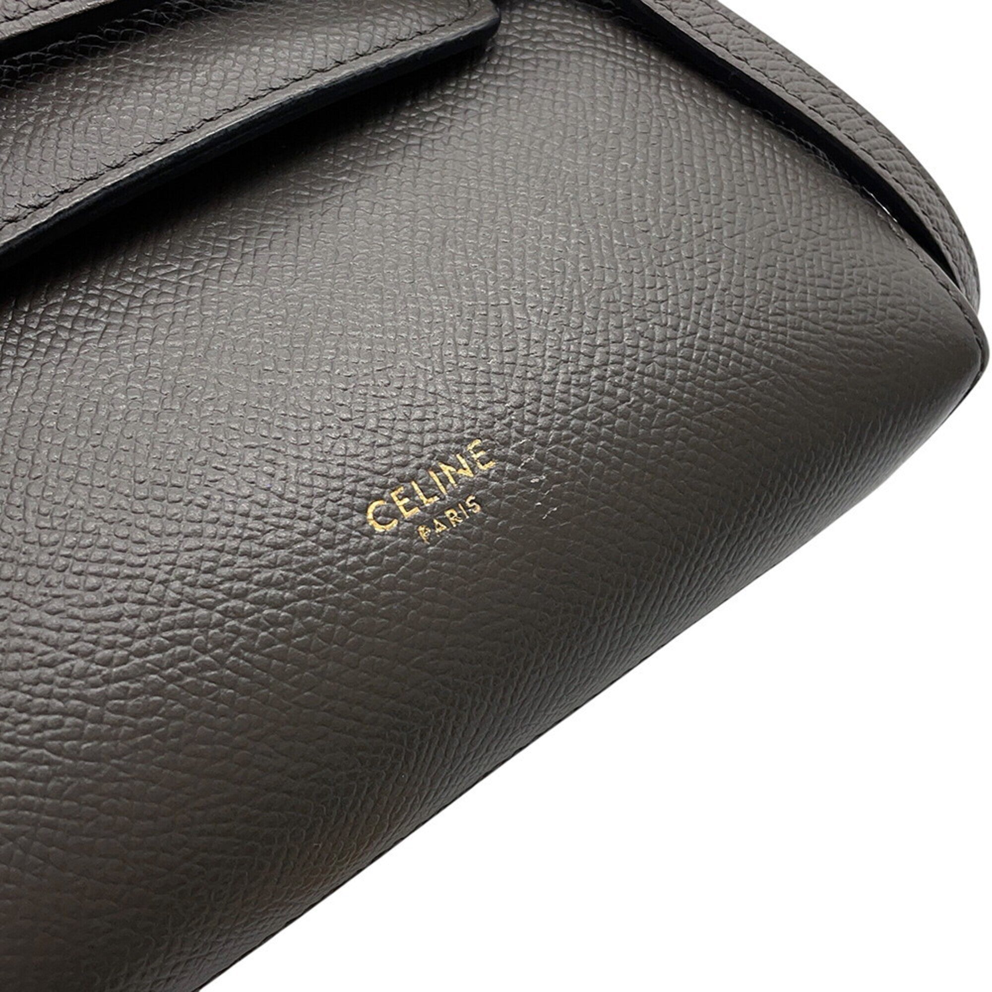 Celine Gray Leather Handbag Shoulder Bag (Pre-Owned)
