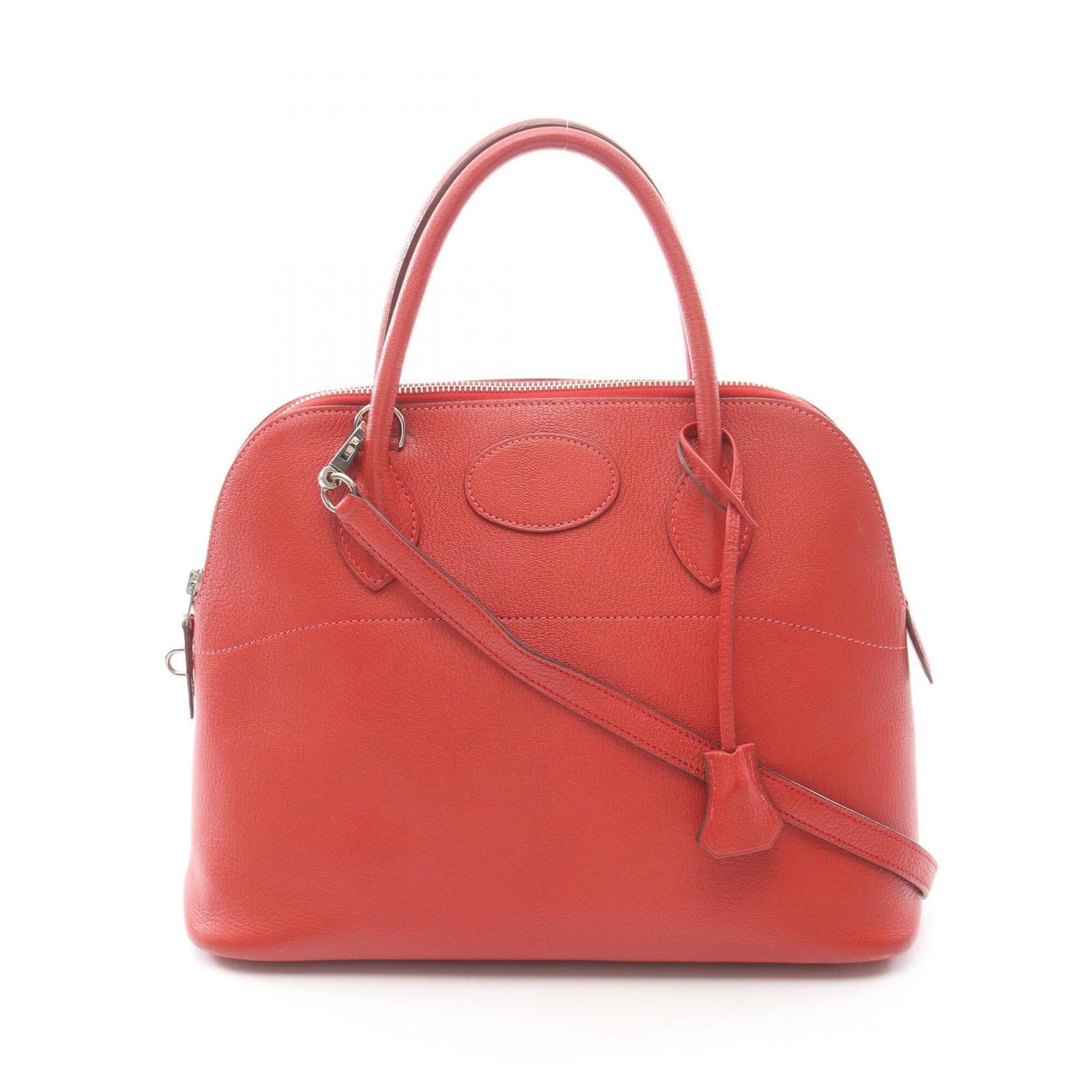 Hermes Red Color Rouge Garance Chevre Leather Handbag (Pre-Owned)