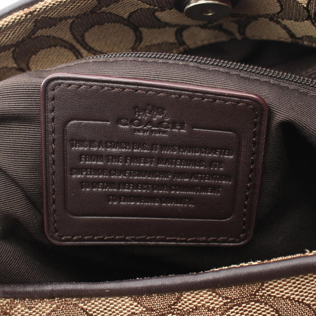 Coach Beige Brown Canvas Leather Handbag Shoulder Bag (Pre-Owned)