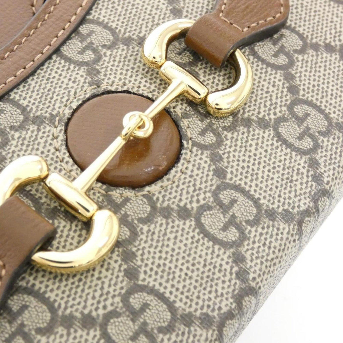 Gucci Beige Brown Gg Supreme Leather Shoulder Bag (Pre-Owned)