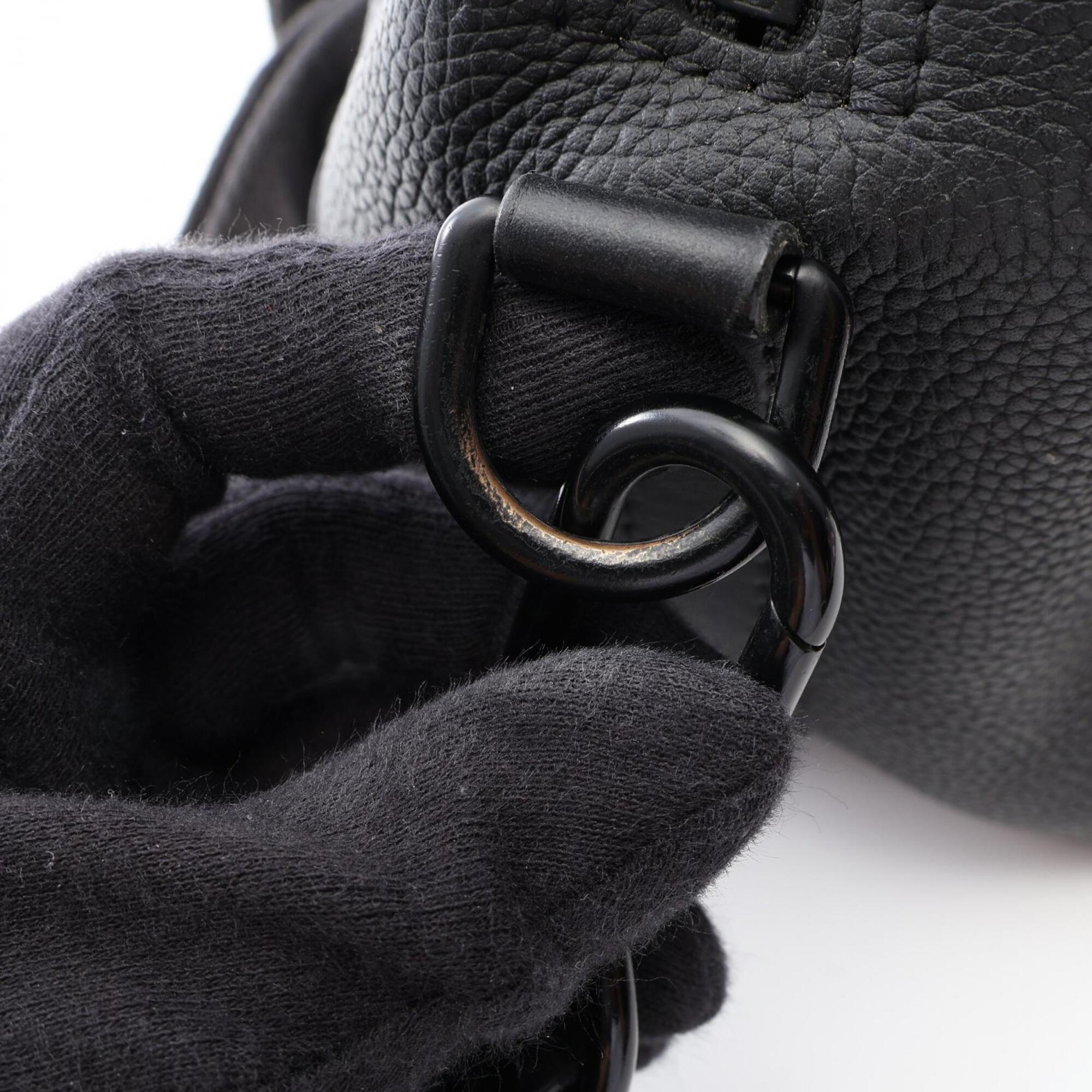 Louis Vuitton Black Leather Handbag Shoulder Bag (Pre-Owned)