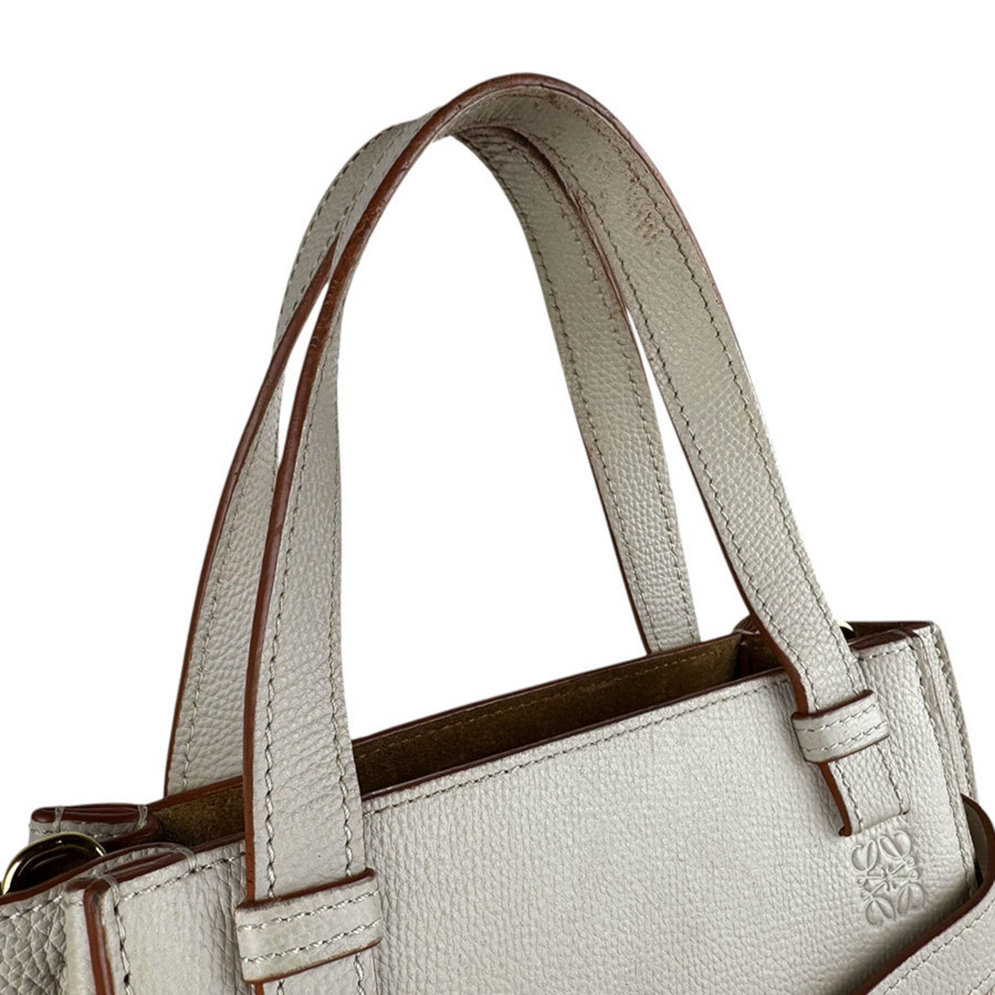 Loewe Grayish Leather Handbag Shoulder Bag (Pre-Owned)