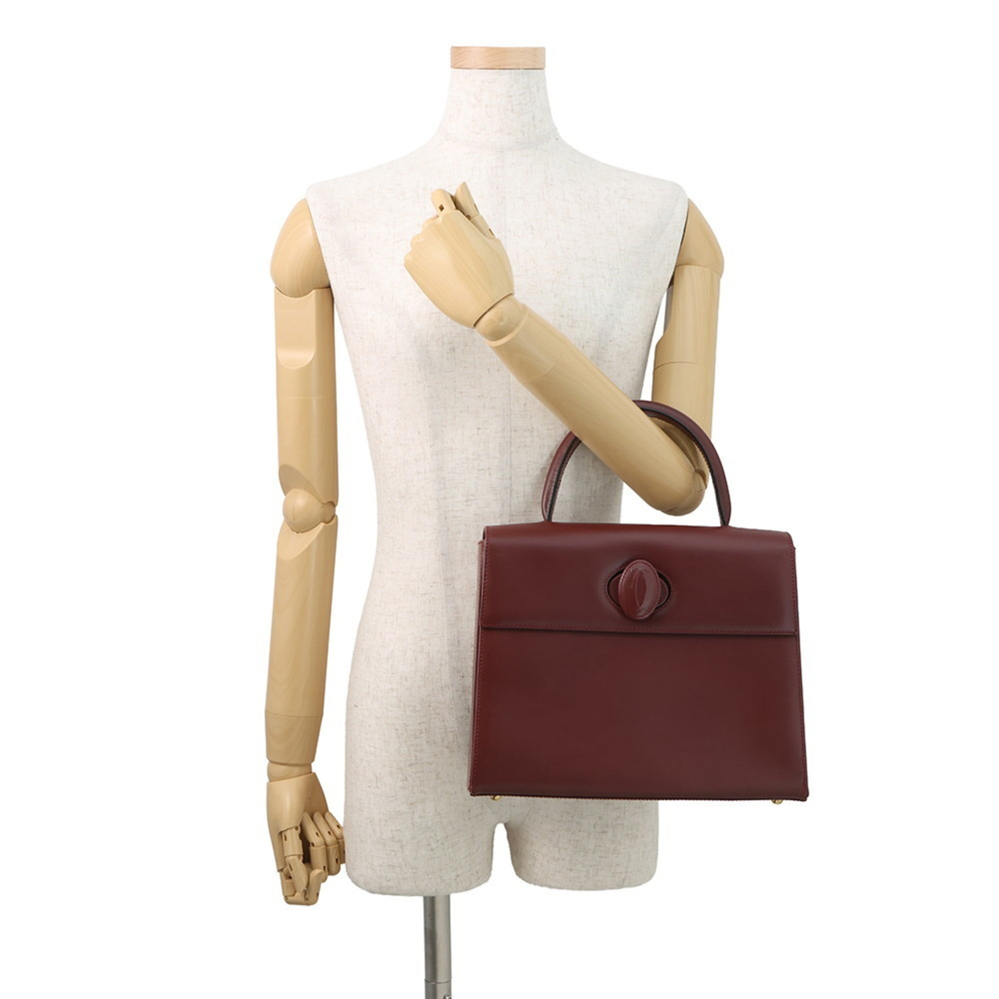 Cartier Bordeaux Leather Handbag (Pre-Owned)