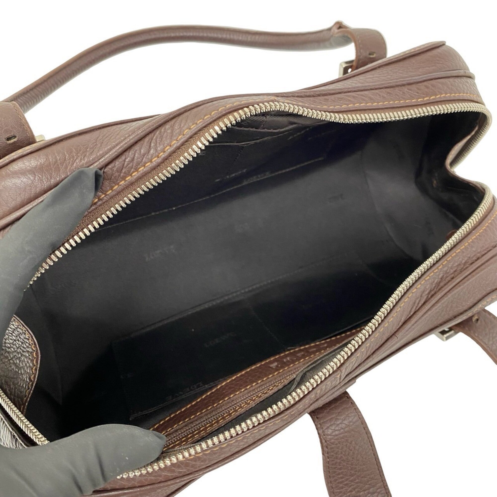 Loewe Brown Leather Boston Bag Handbag (Pre-Owned)