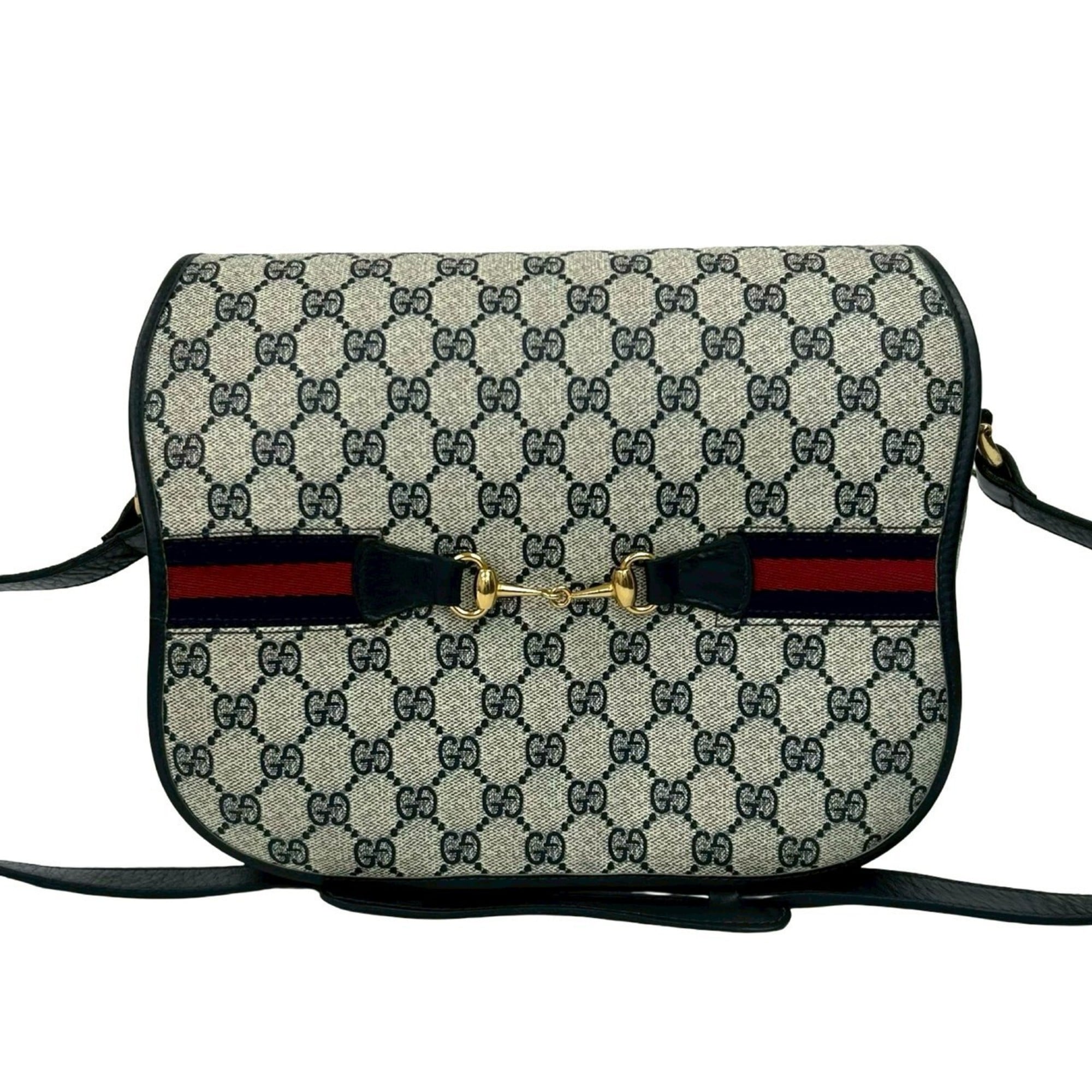 Gucci Navy Red Color Pvc Leather Shoulder Bag (Pre-Owned)