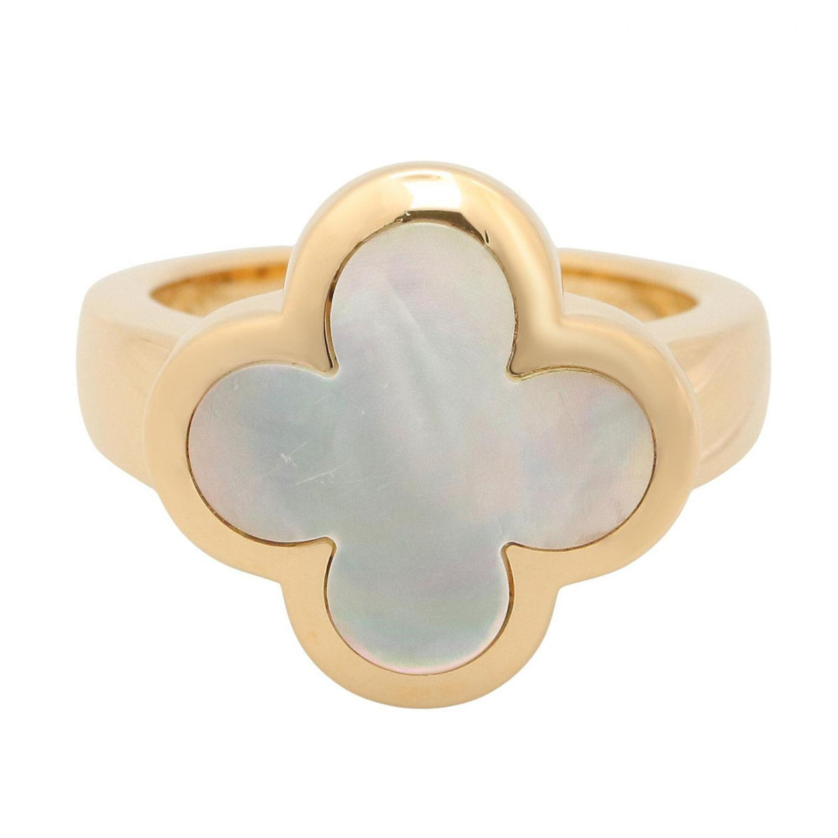 Van Cleef & Arpels Gold Blue Yellow Gold (18K) Mother Of Pearl Band Ring (Pre-Owned)