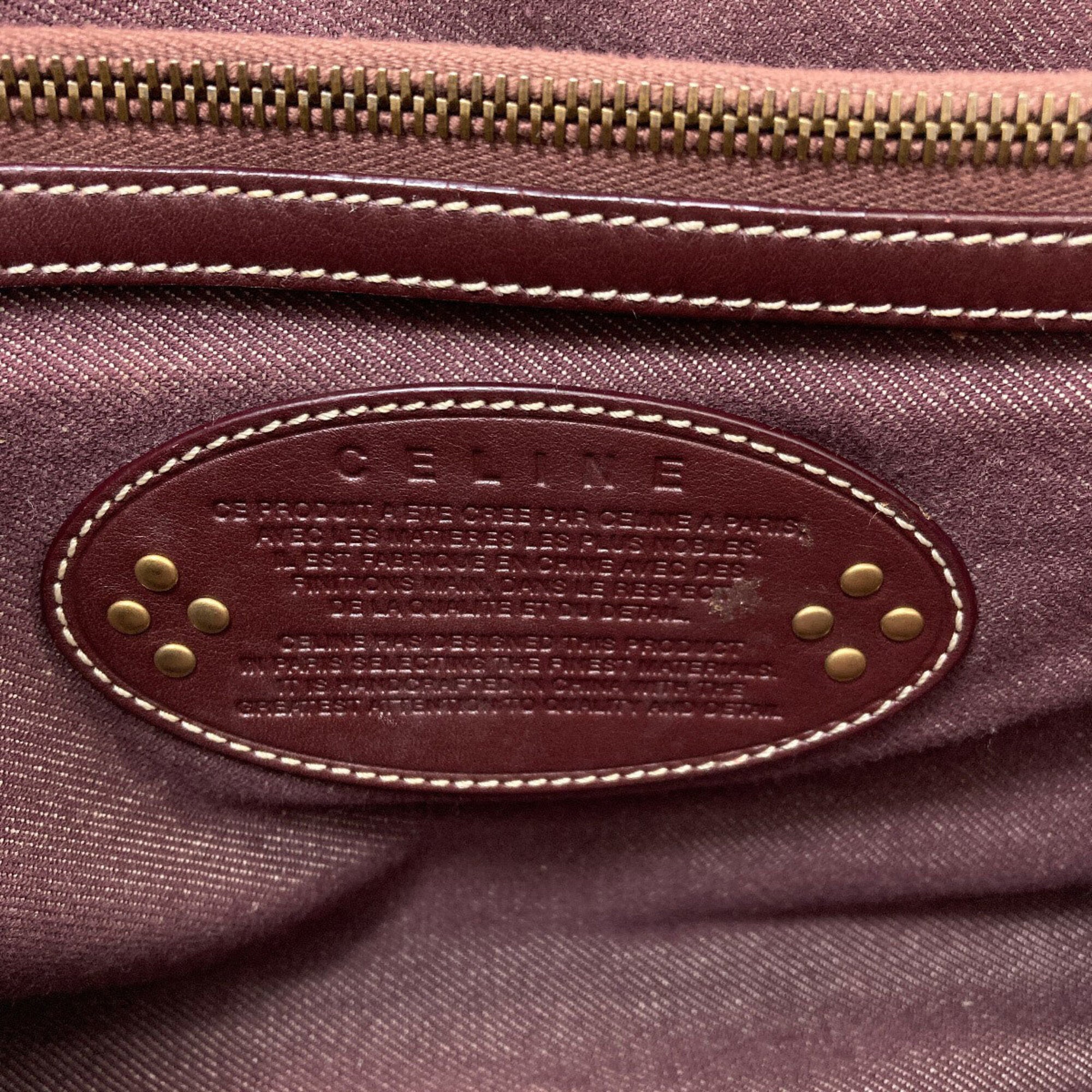 Celine Bordeaux Canvas Handbag (Pre-Owned)
