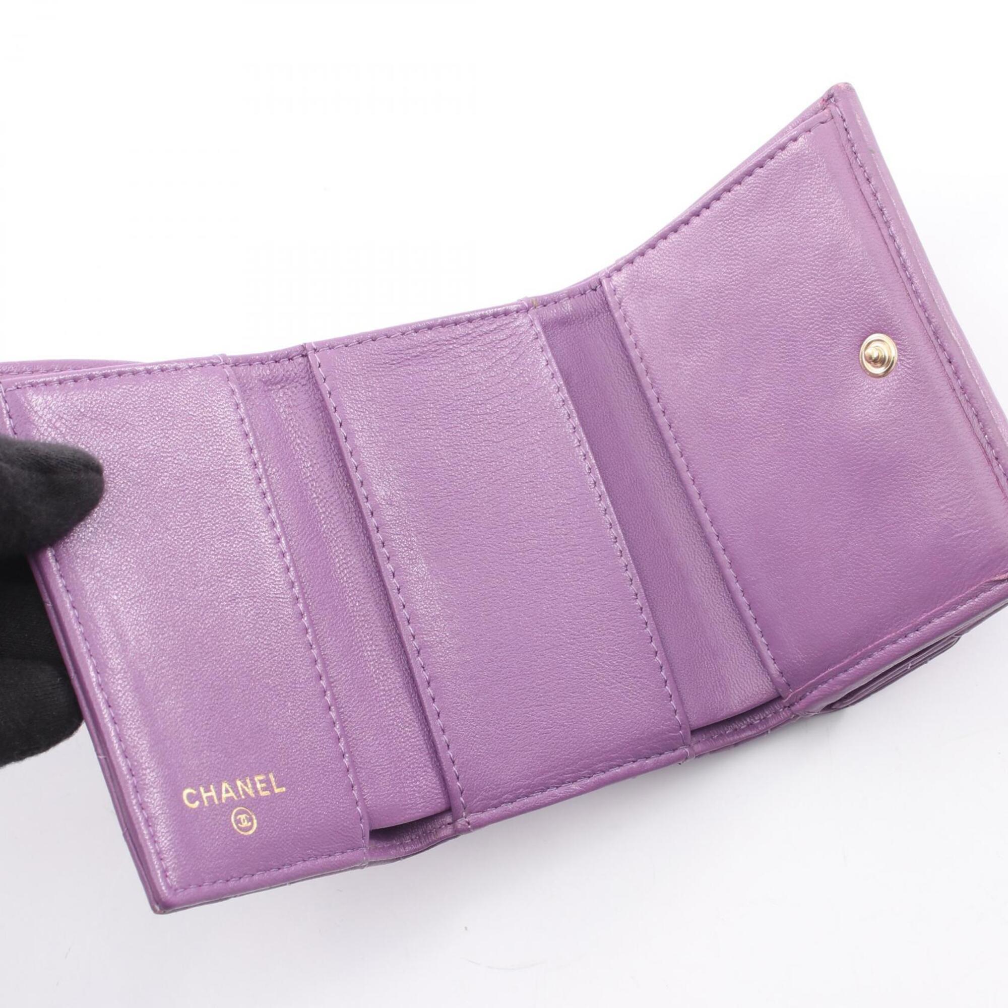 Chanel Purple Leather Wallet (Tri-Fold) (Pre-Owned)