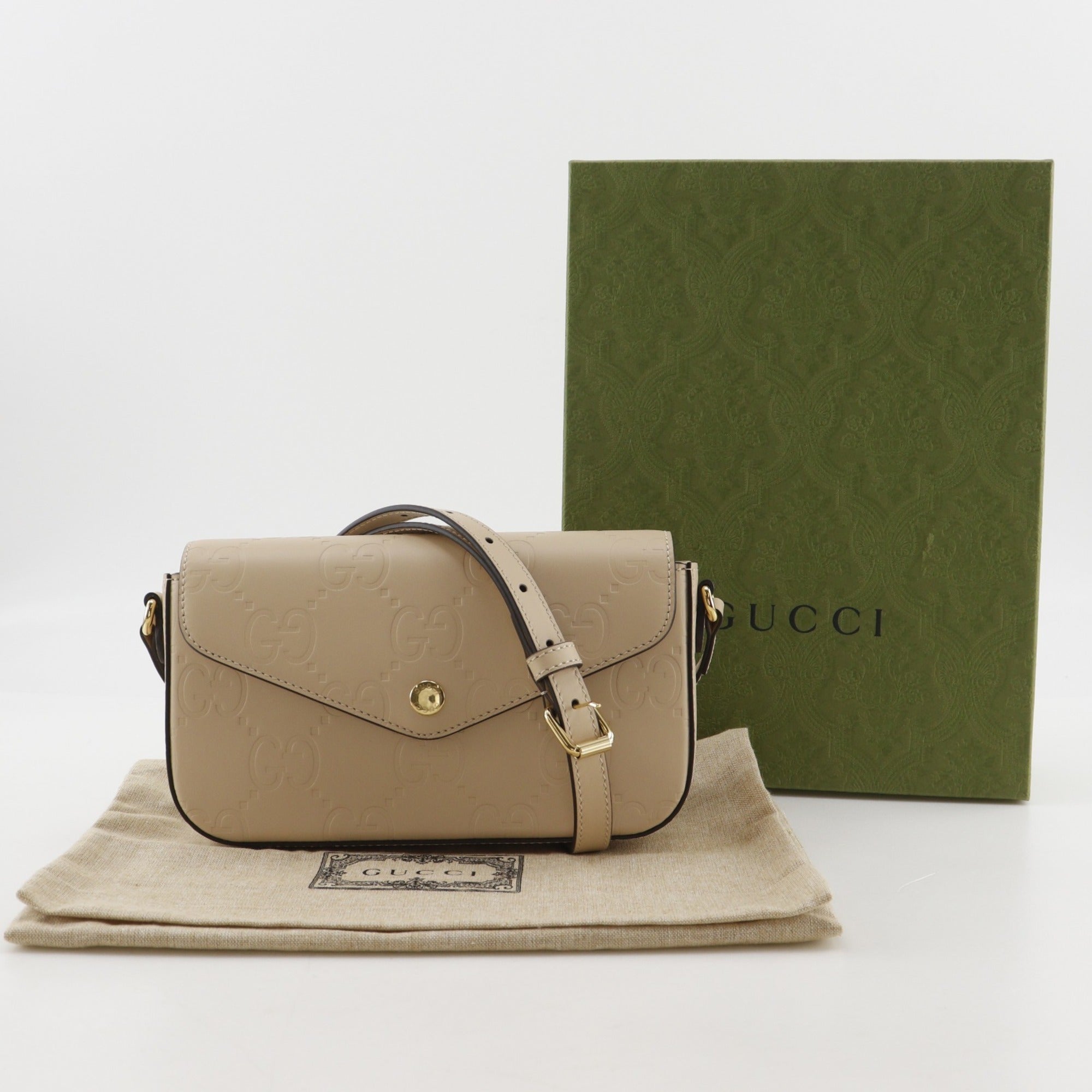 Gucci Beige Leather Shoulder Bag (Pre-Owned)