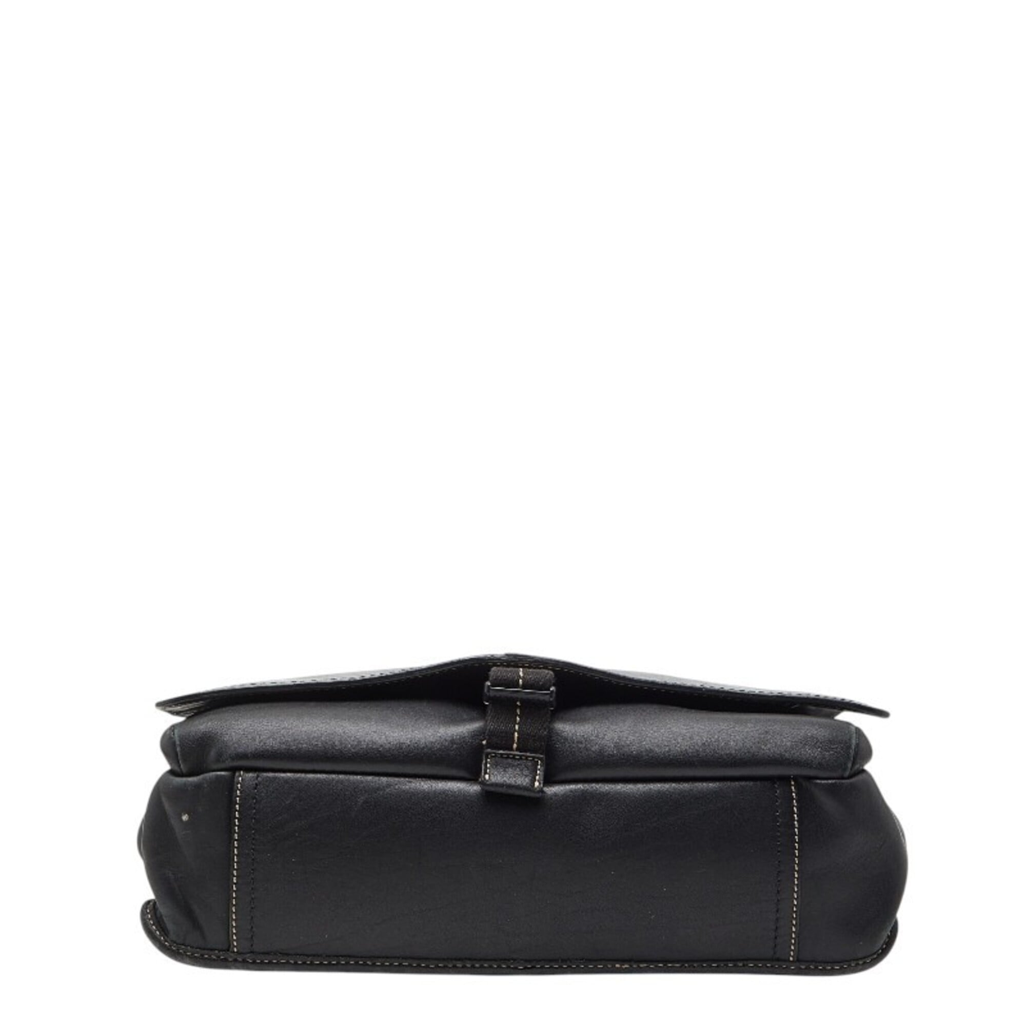 Coach Black Leather Messenger Bag Shoulder Bag (Pre-Owned)