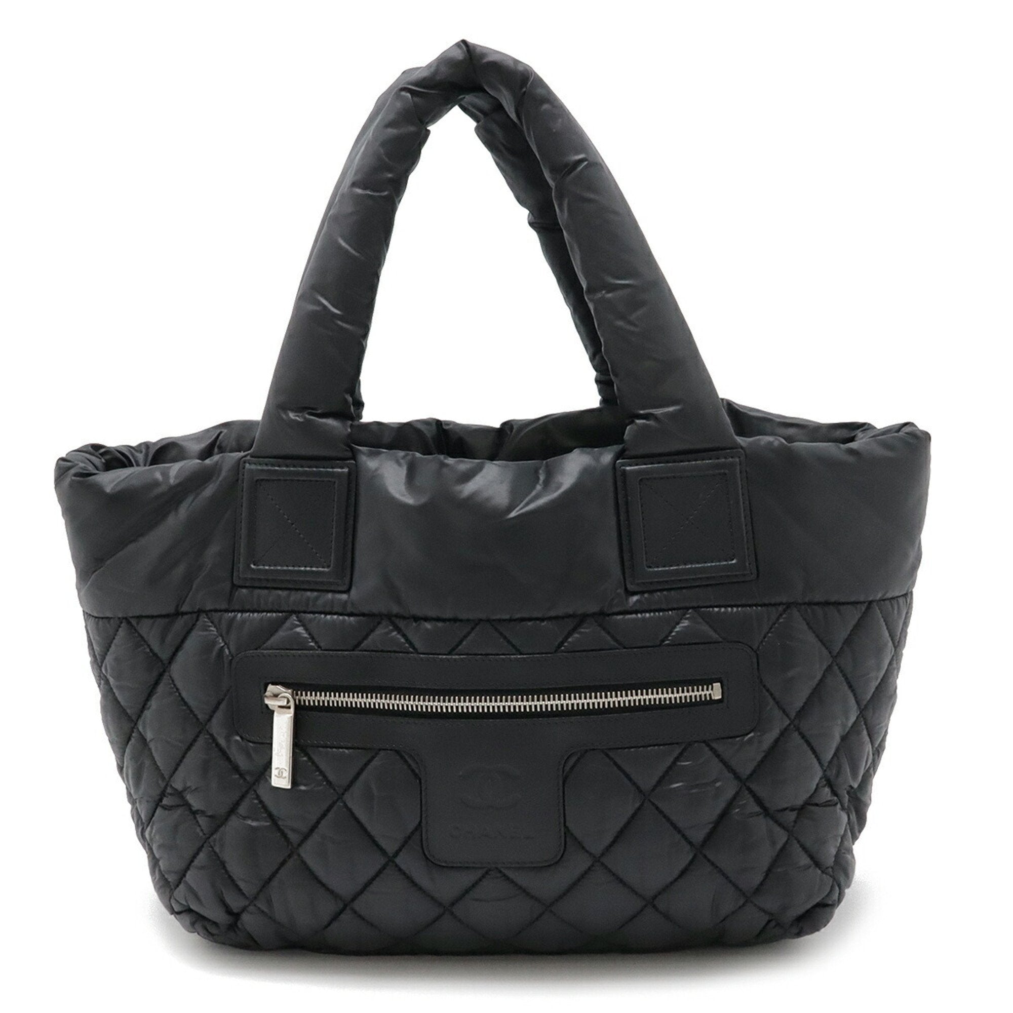 Chanel Black Nylon Leather Handbag Tote Bag (Pre-Owned)