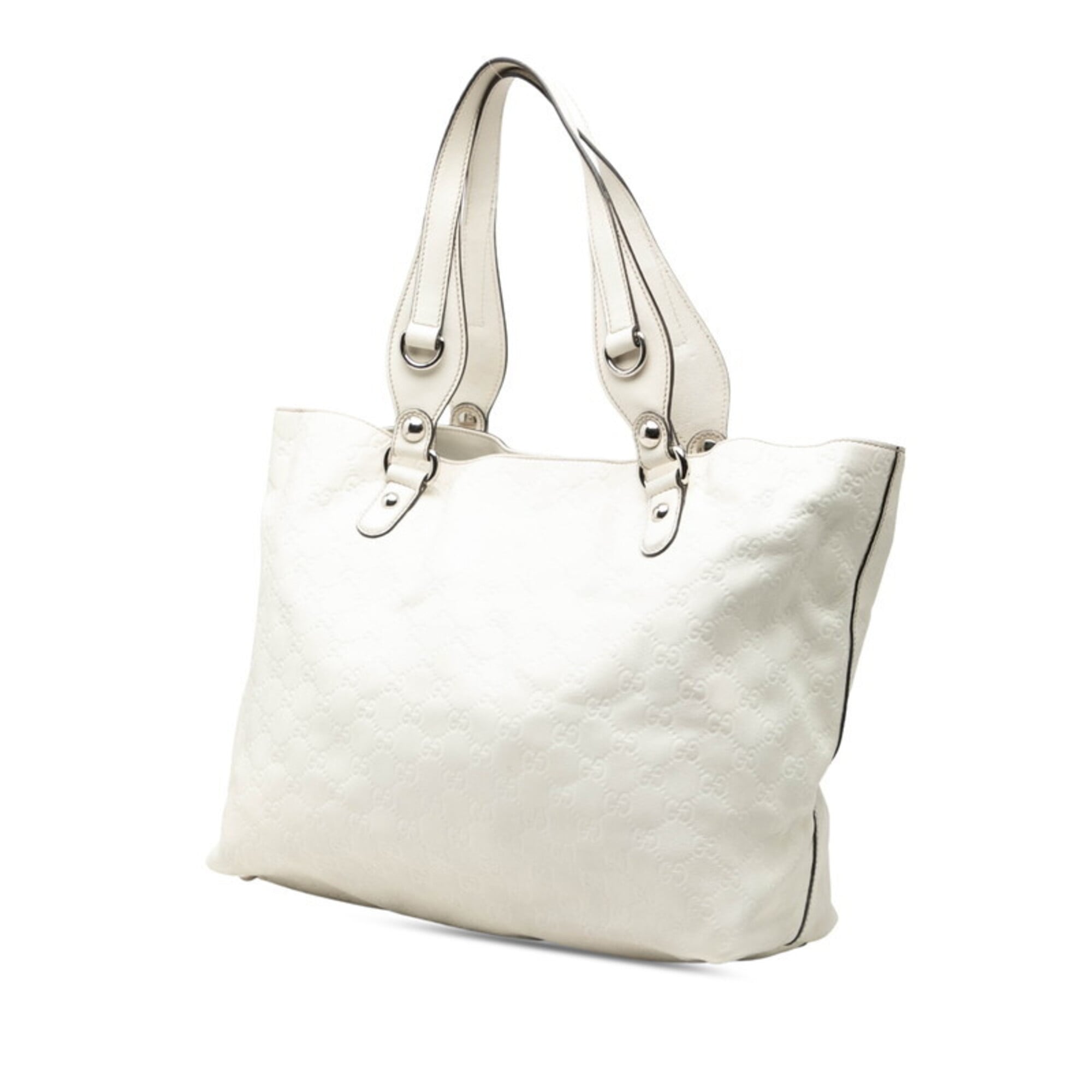 Gucci White Leather Shoulder Bag Tote Bag (Pre-Owned)