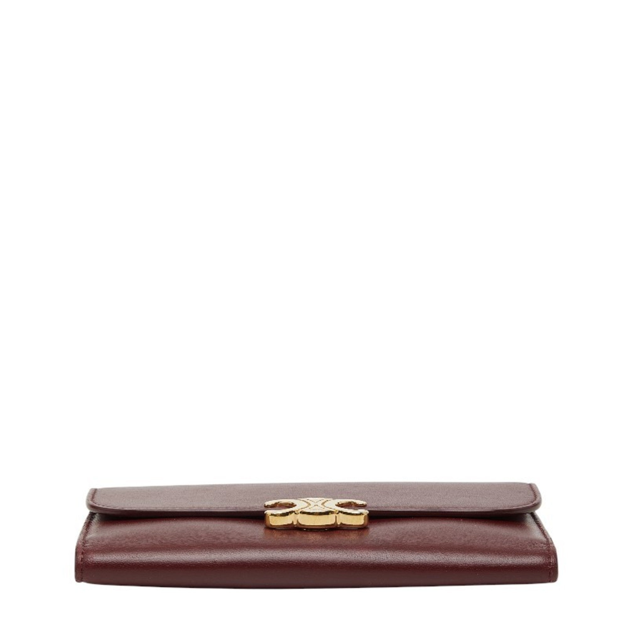 Celine Bordeaux Leather Wallet (Tri-Fold) (Pre-Owned)