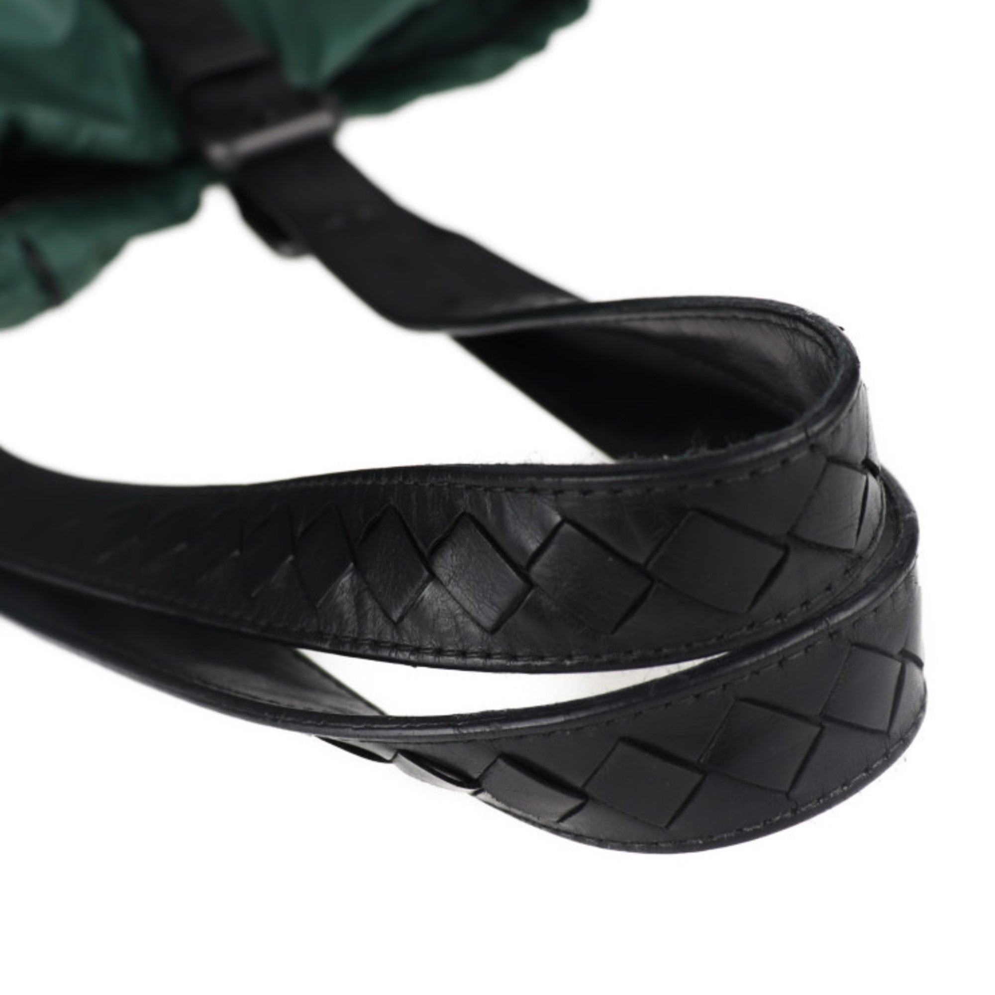 Bottega Veneta Black Green Nylon Handbag Shopping Bag Shoulder Bag Tote Bag (Pre-Owned)