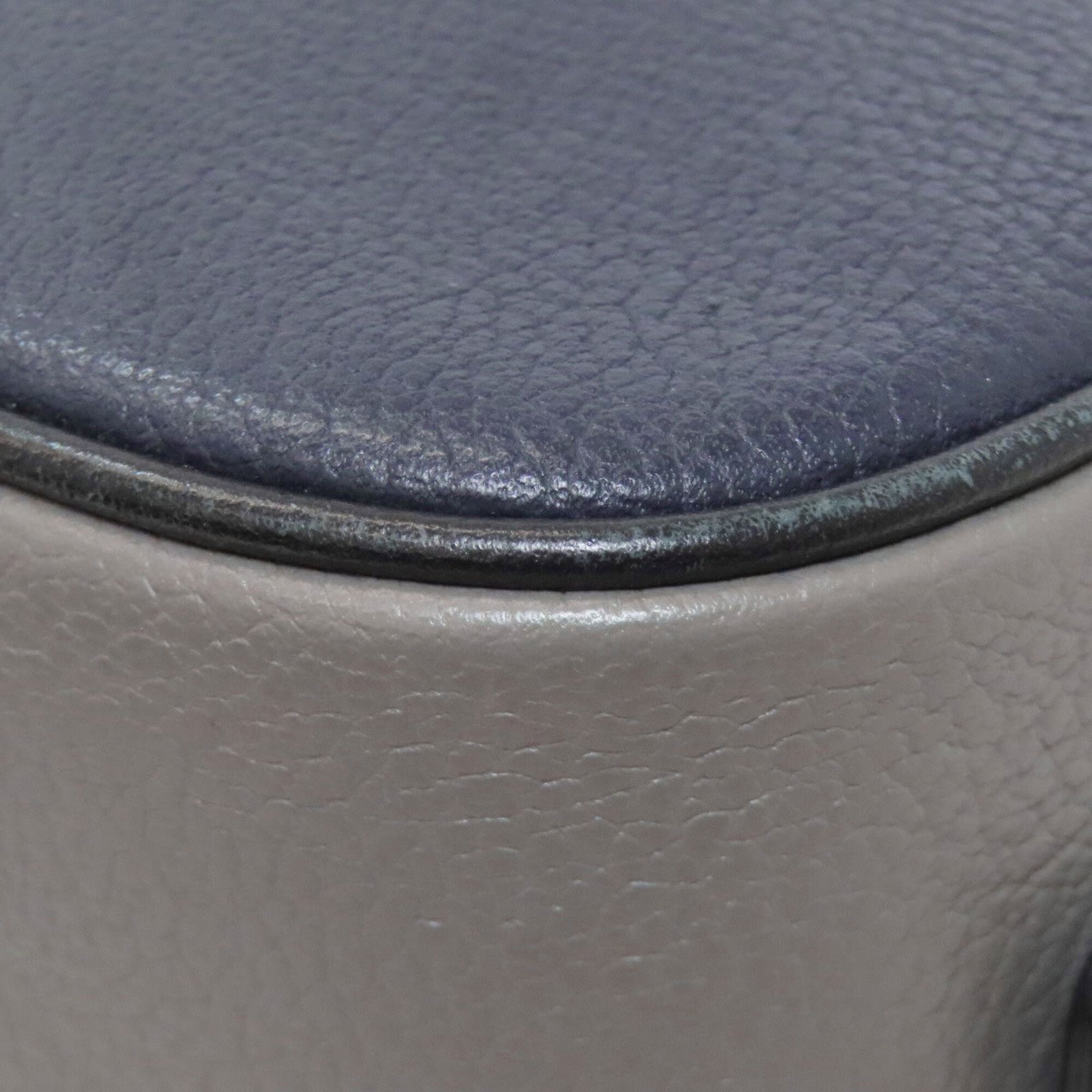 Coach Gray Navy Leather Shoulder Bag (Pre-Owned)
