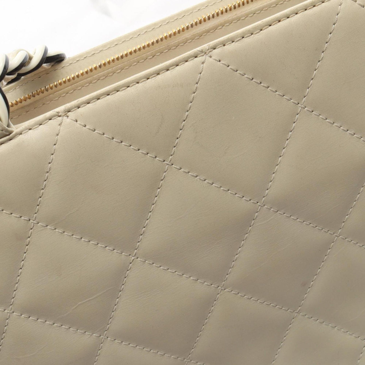 Chanel White Leather Handbag Tote Bag (Pre-Owned)