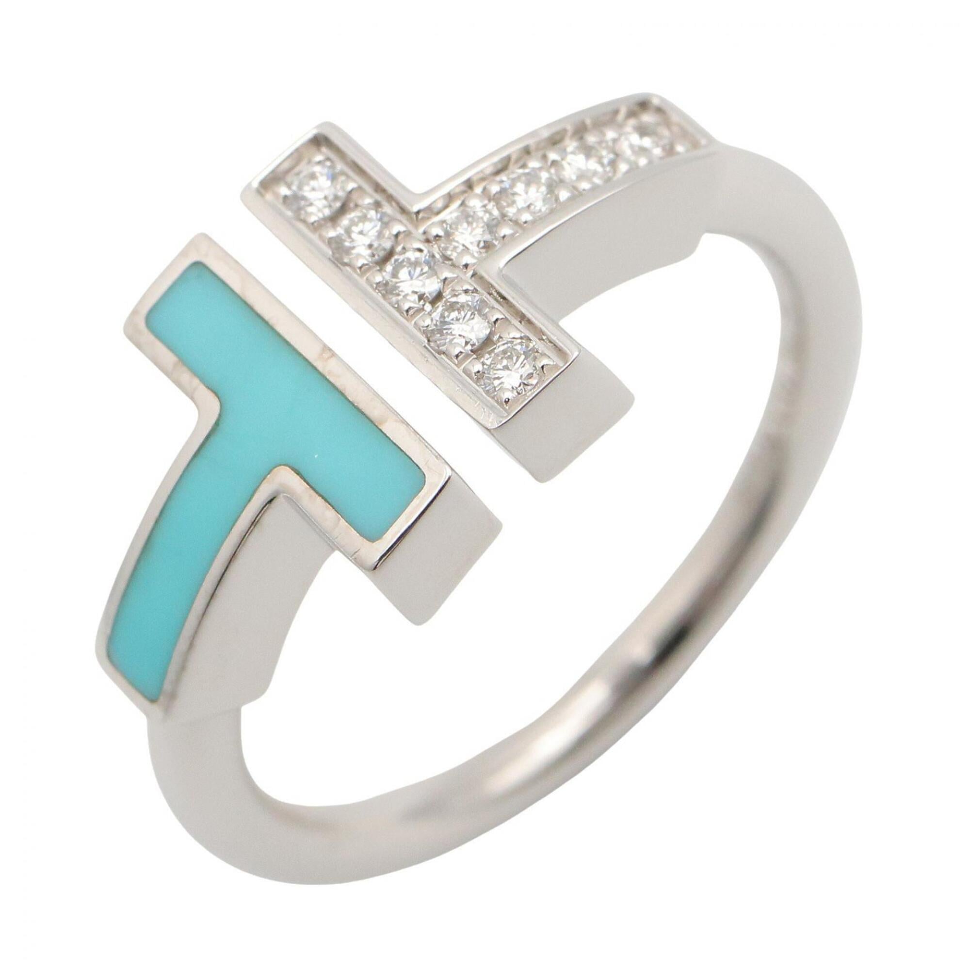 Tiffany Silver Blue Clear White Gold (18K) Band Ring (Pre-Owned)
