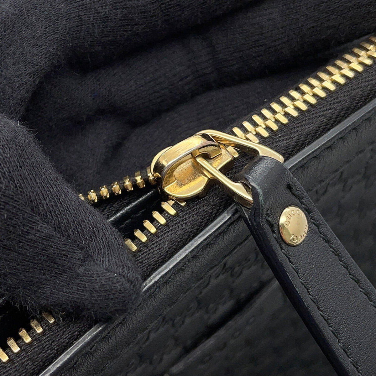 Gucci Black Leather Handbag Shoulder Bag Tote Bag (Pre-Owned)