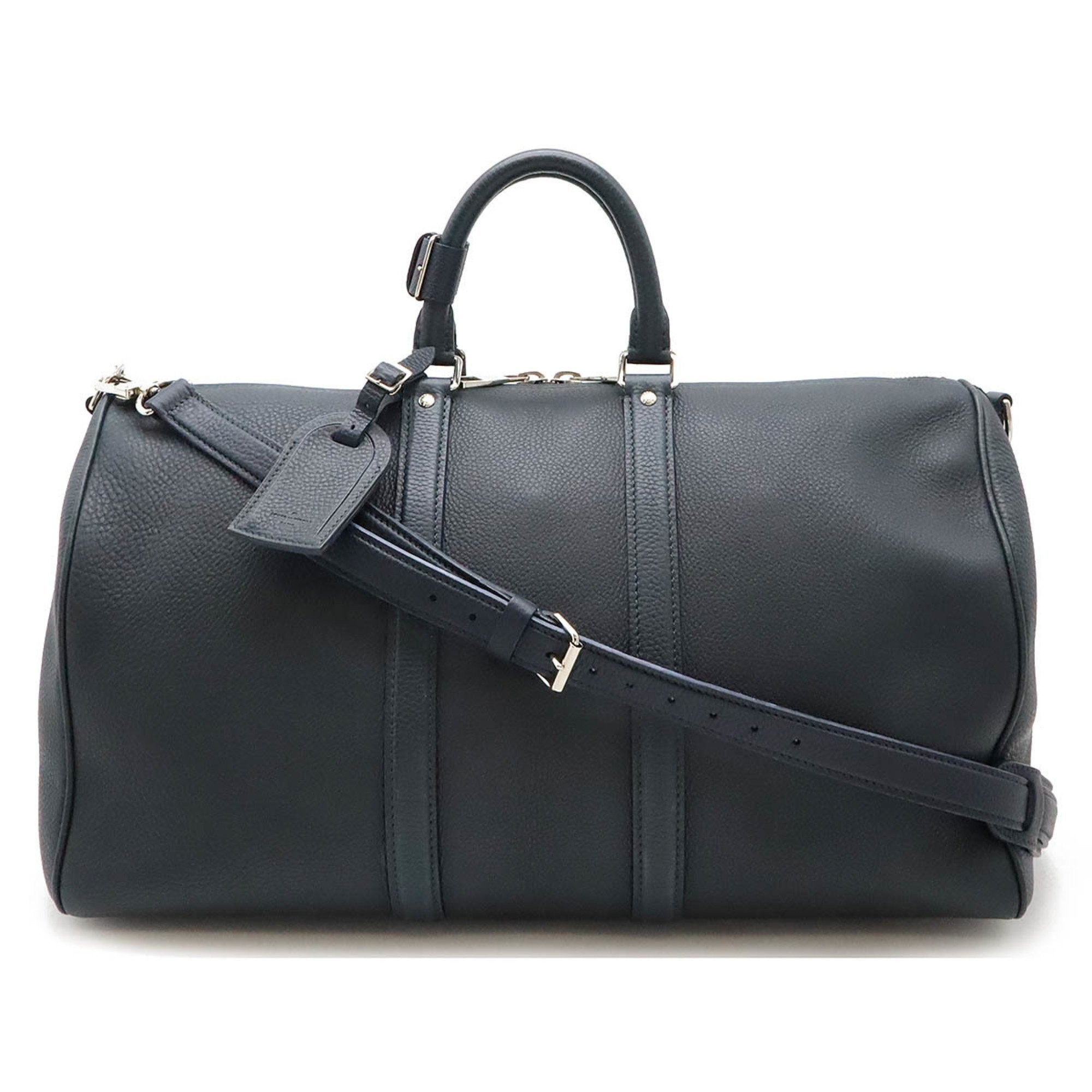 Louis Vuitton Navy Blue Leather Boston Bag Shoulder Bag (Pre-Owned)