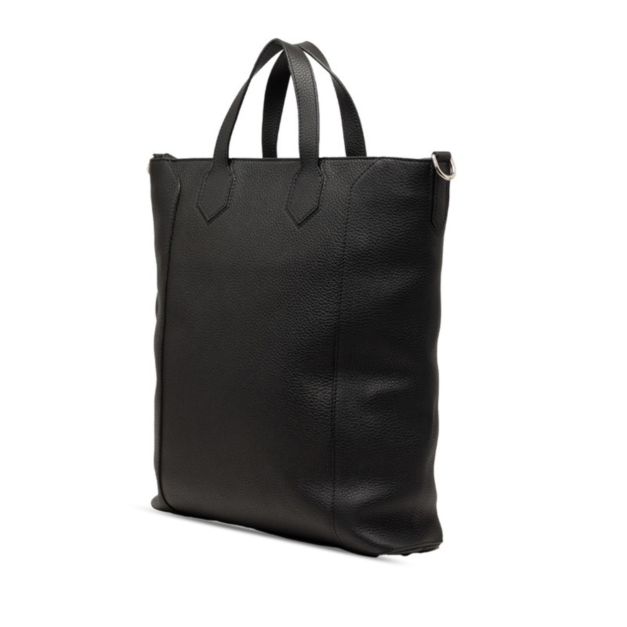 Louis Vuitton Black Leather Shoulder Bag Tote Bag (Pre-Owned)