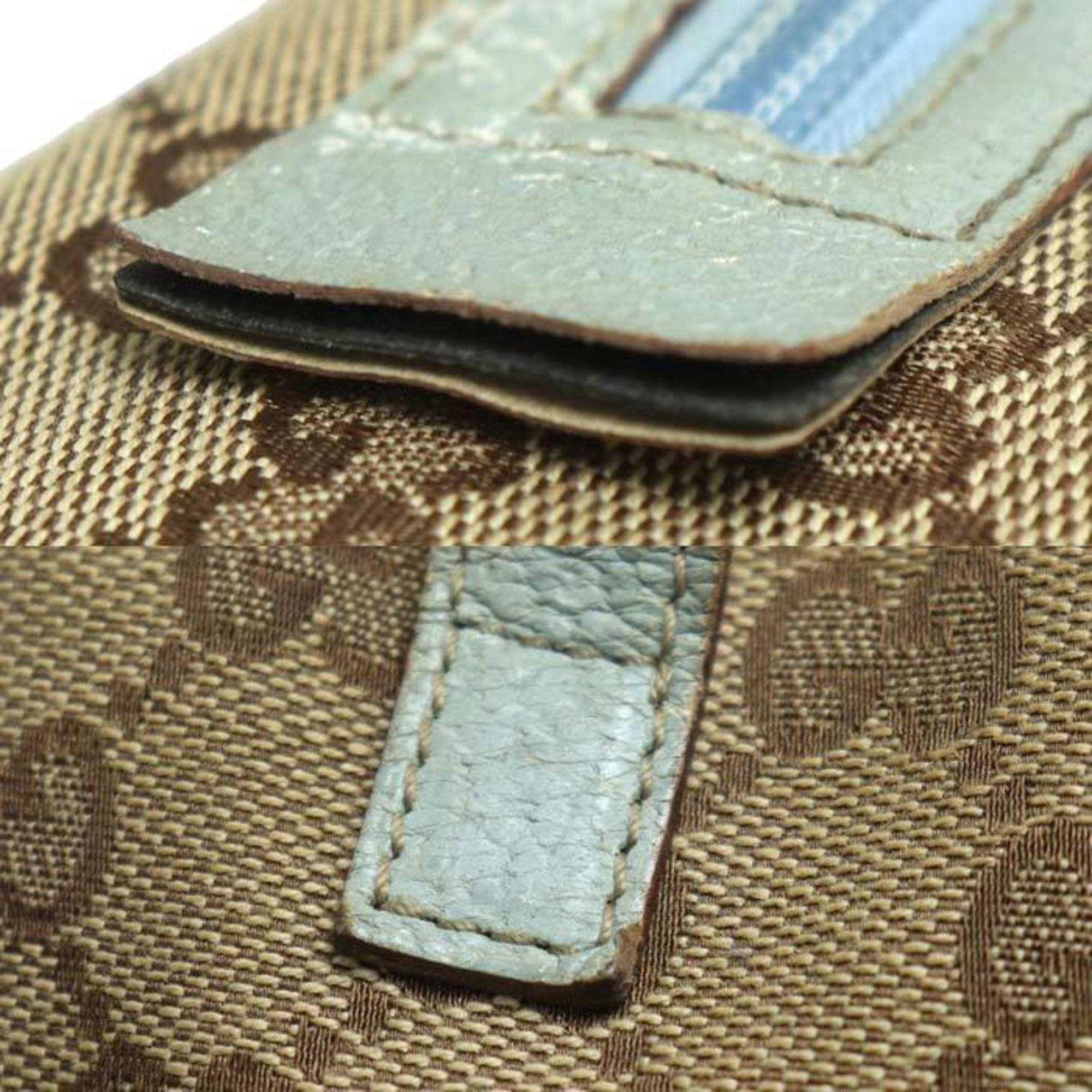 Gucci Gg Canvas Beige Gg Canvas Leather Handbag (Pre-Owned)