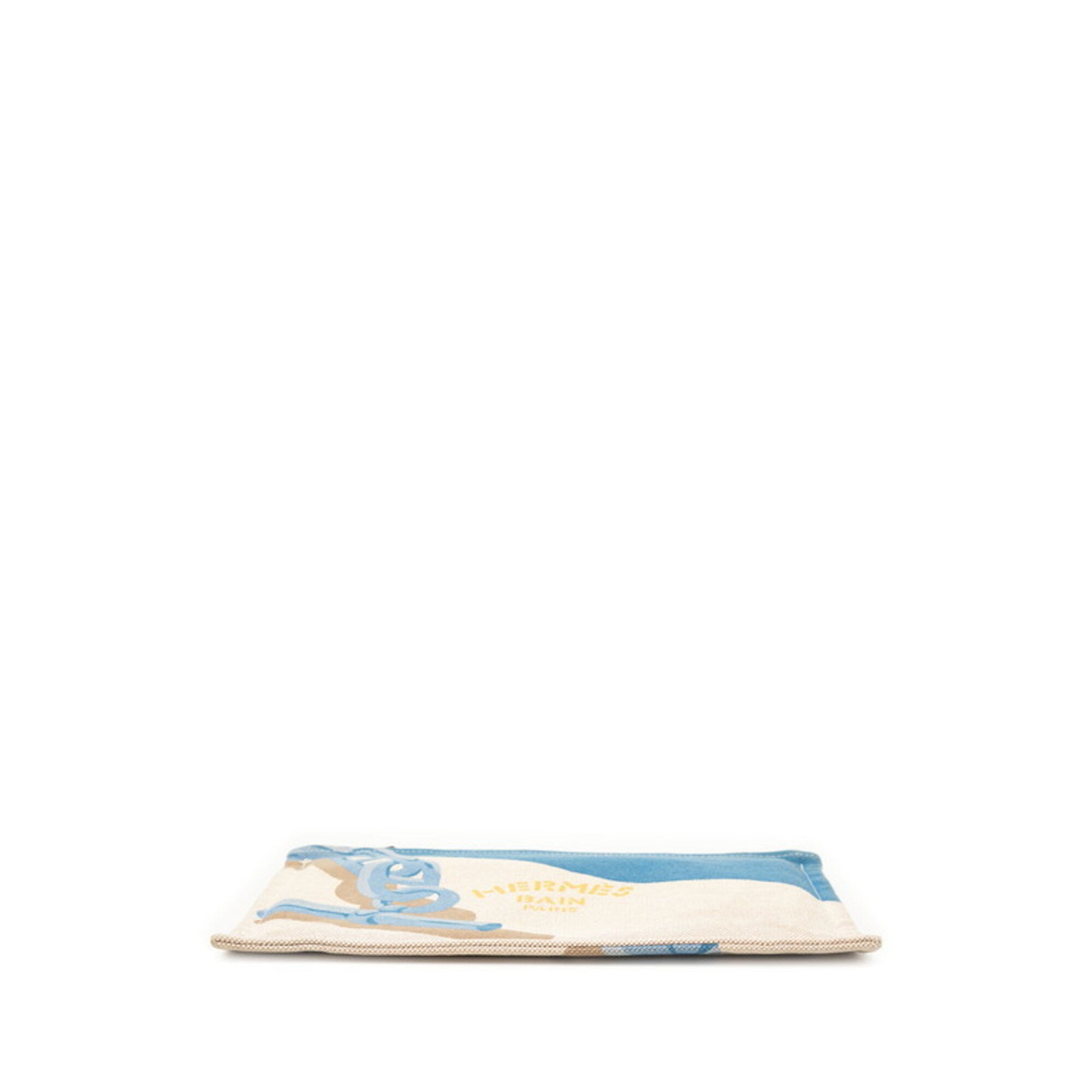 Hermes Beige Blue Canvas Clutch Bag (Pre-Owned)