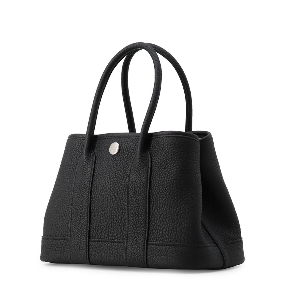 Hermes Garden Black Negonda Leather Handbag Tote Bag
