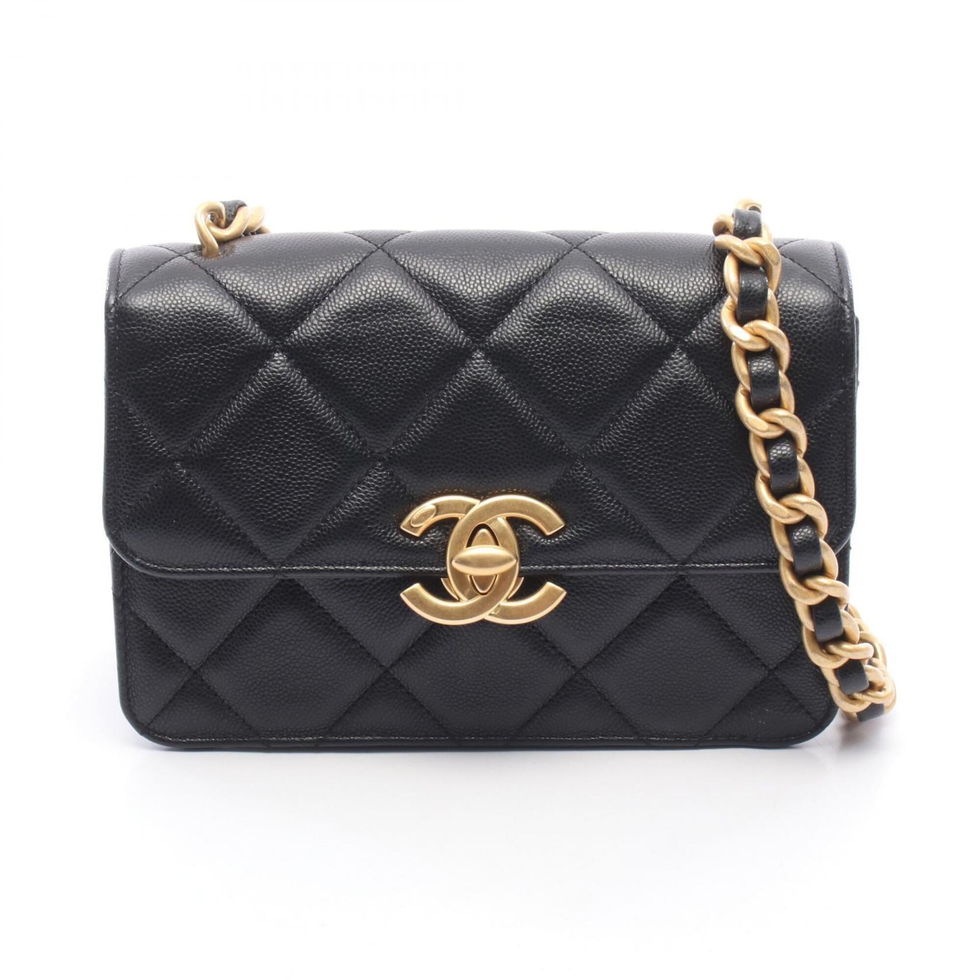 Chanel Matelasse Black Grained Calfskin Handbag Shoulder Bag (Pre-Owned)
